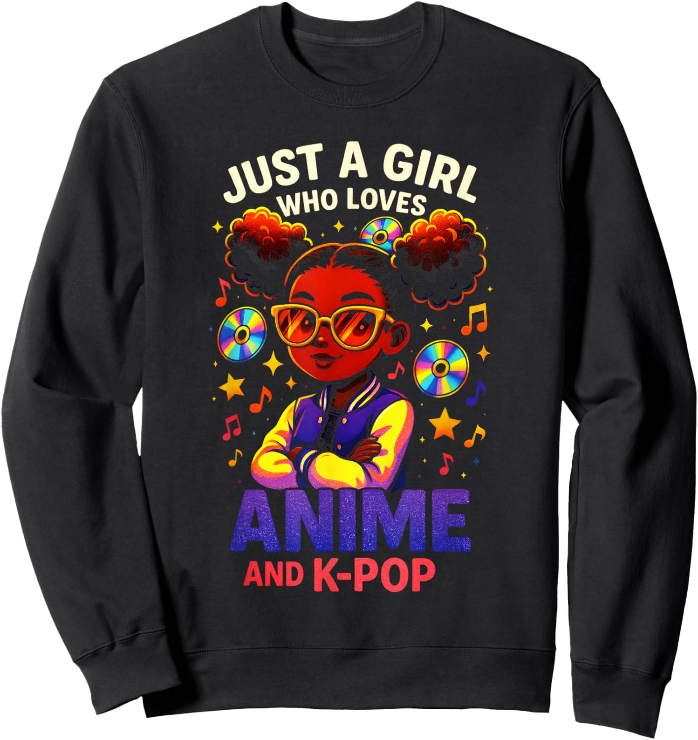 Just a Girl - Anime K-Pop Afro Love Sweatshirt - Sweatshirt | Black