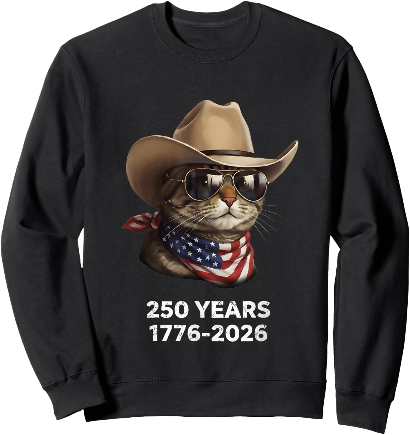 Cat Flag 250 Years 1776-2026 250th Birthday Sweatshirt - Sweatshirt | Black