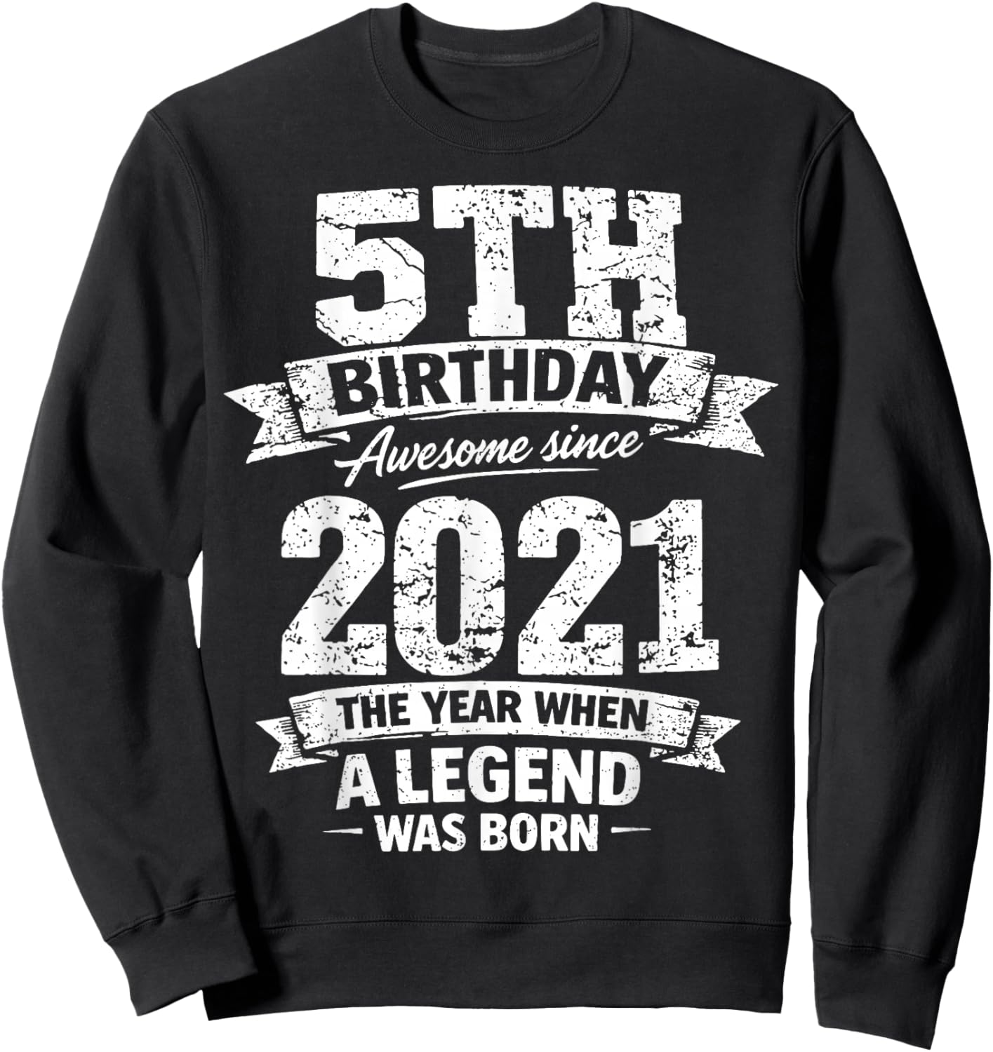 5 Year Old Vintage Awesome Since 2021 5th Birthday Sweatshirt - Sweatshirt | Black