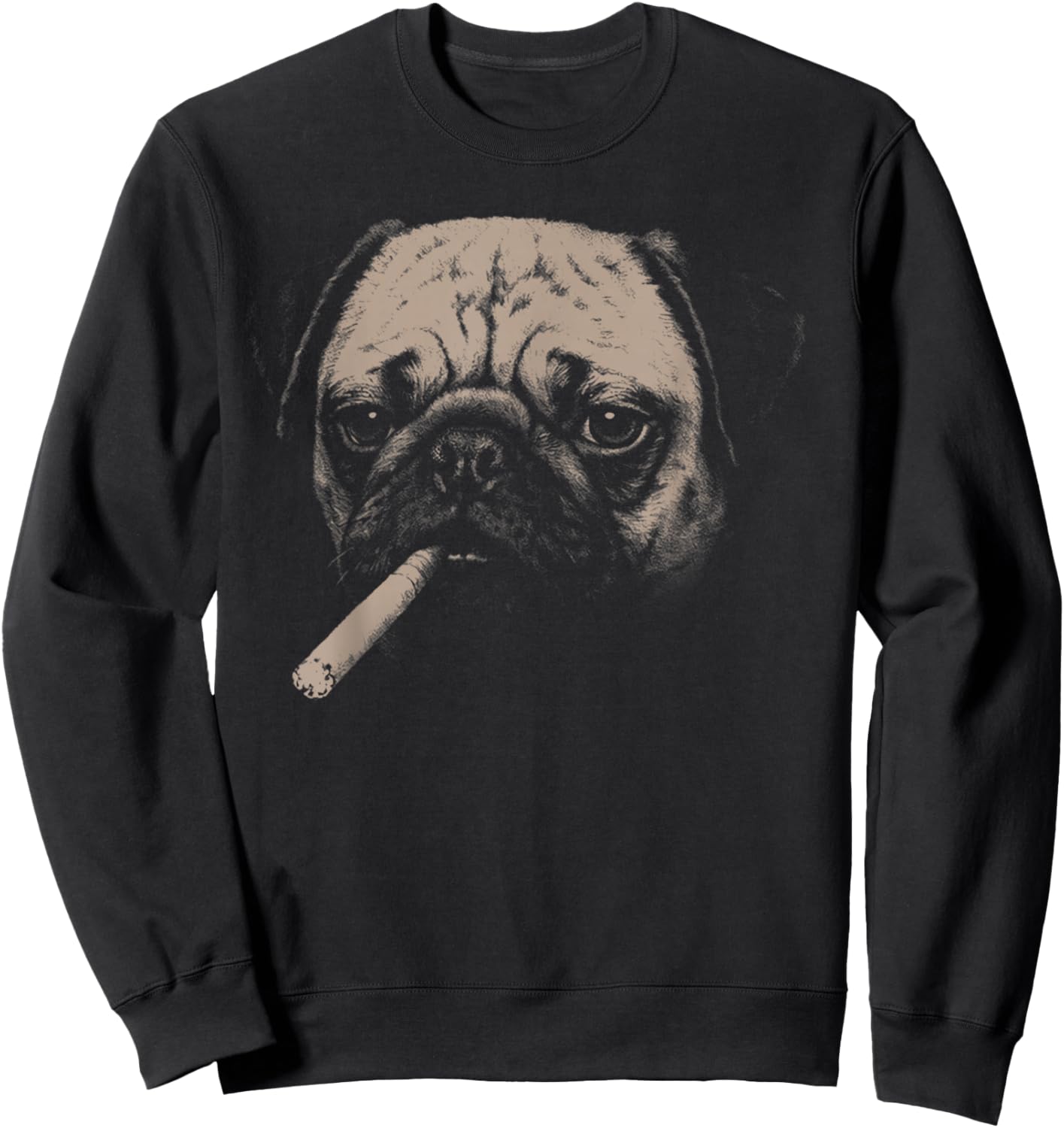 Dog Smoking Funny Pug Smoking Dog Meme Sweatshirt - Sweatshirt | Black
