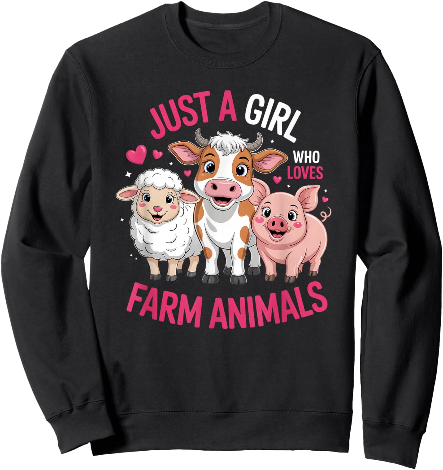 Girls Farm Animal Sweatshirt - Sweatshirt | Black
