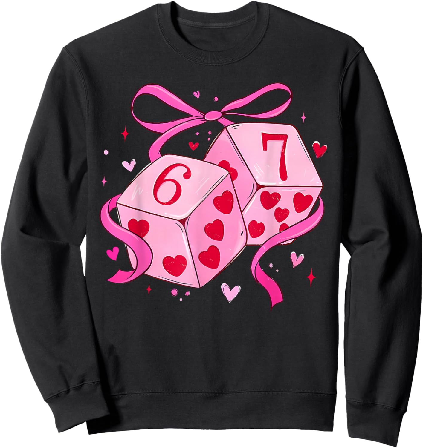 Preppy Six Seven Valentine Funny Coquette Valentine Sweatshirt - Sweatshirt | Black