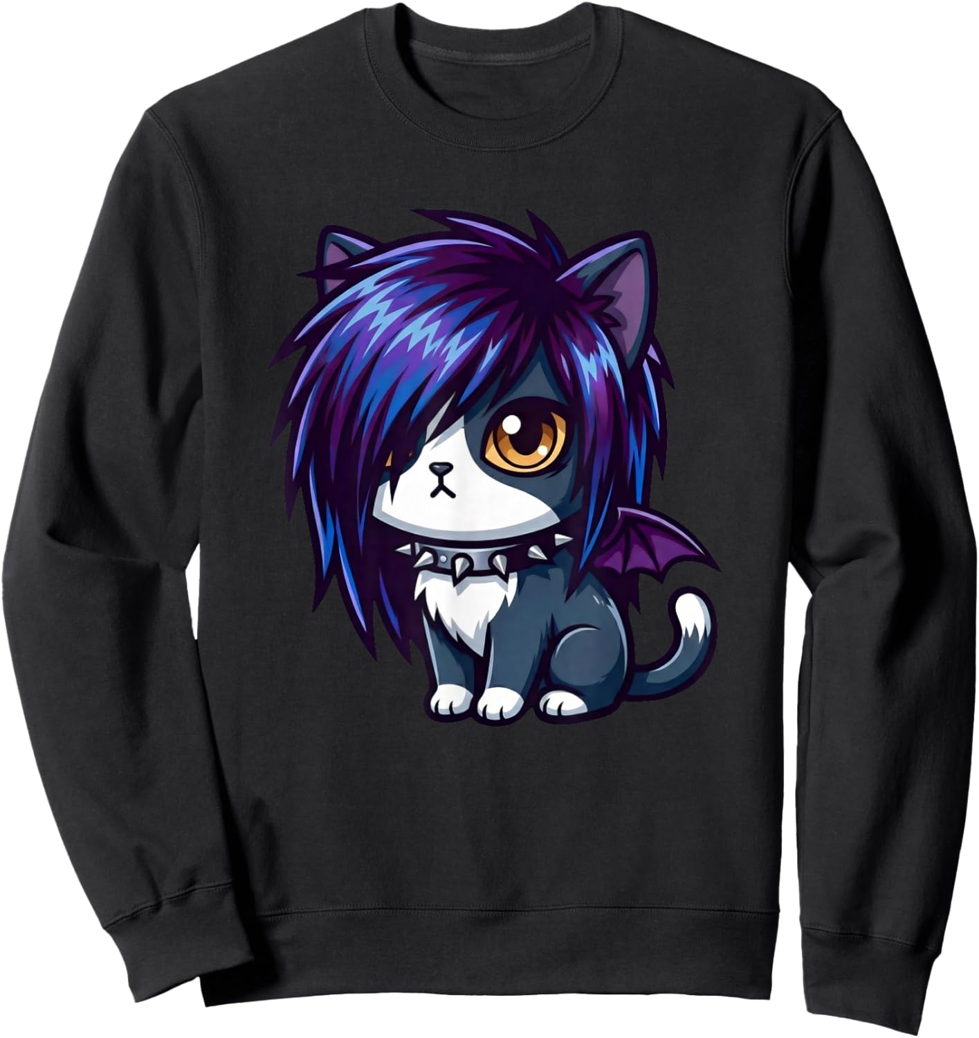 Cute Goth Cat Emo Gothic Cat Kitty Kawaii Kids Boys Girls Sweatshirt - Sweatshirt | Black