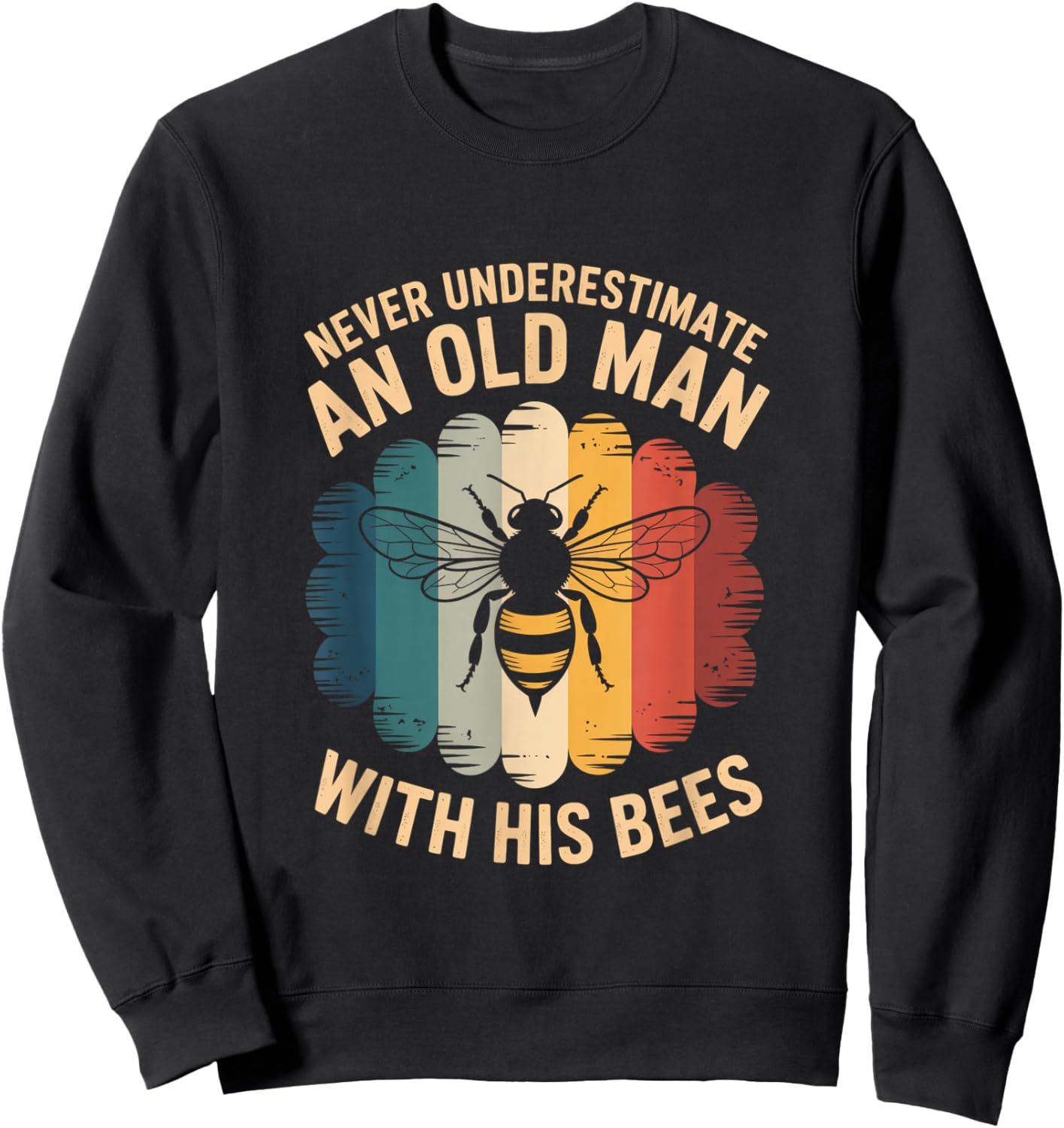 Never Underestimate an Old Man with His Bees Retro Sweatshirt - Sweatshirt | Black
