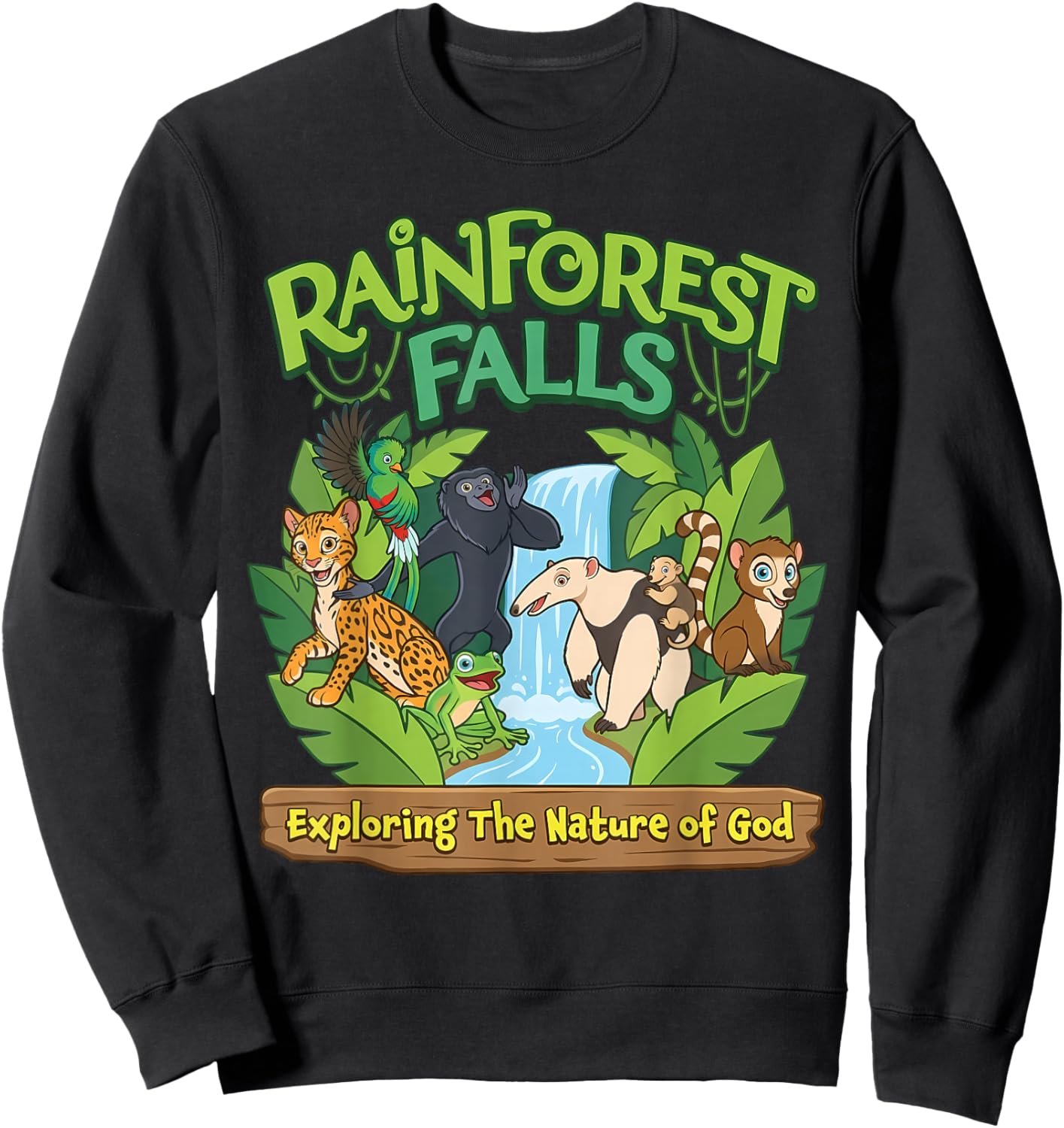 Kids VBS 2026 Rainforest Falls Exploring The Nature of God Sweatshirt - Sweatshirt | Black