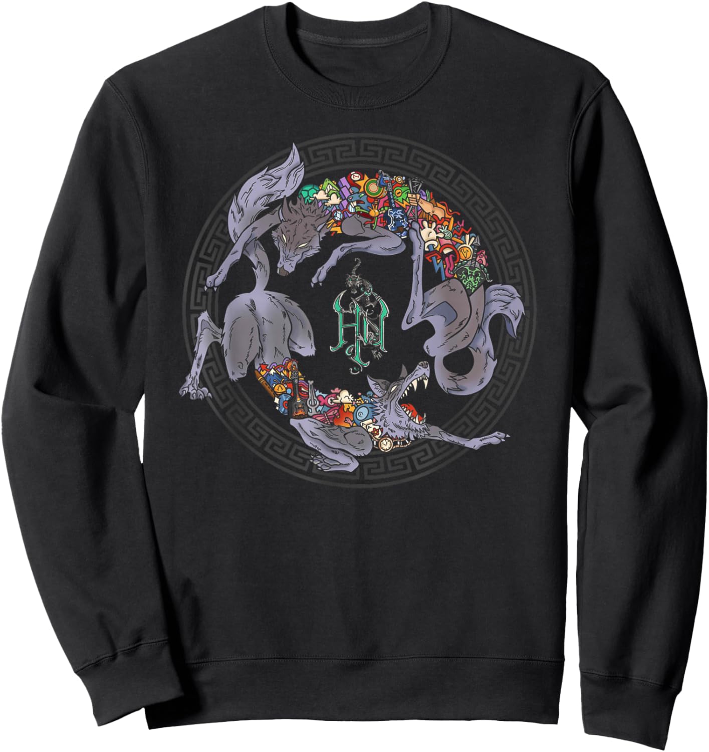 The Hu Wolf Circle Emblem Sweatshirt - Sweatshirt | Black