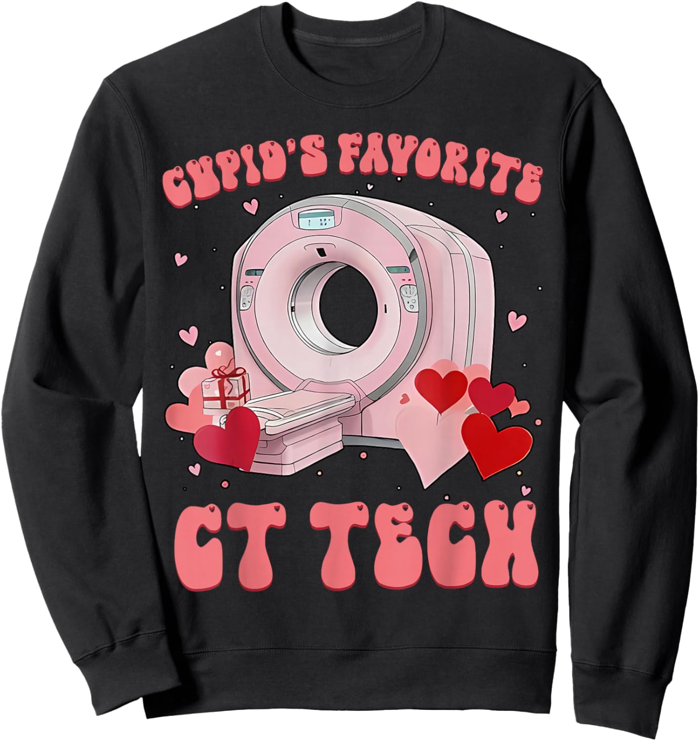 Cupid's Favorite CT Tech Radiology Valentines Day Xray Tech Sweatshirt - Sweatshirt | Black