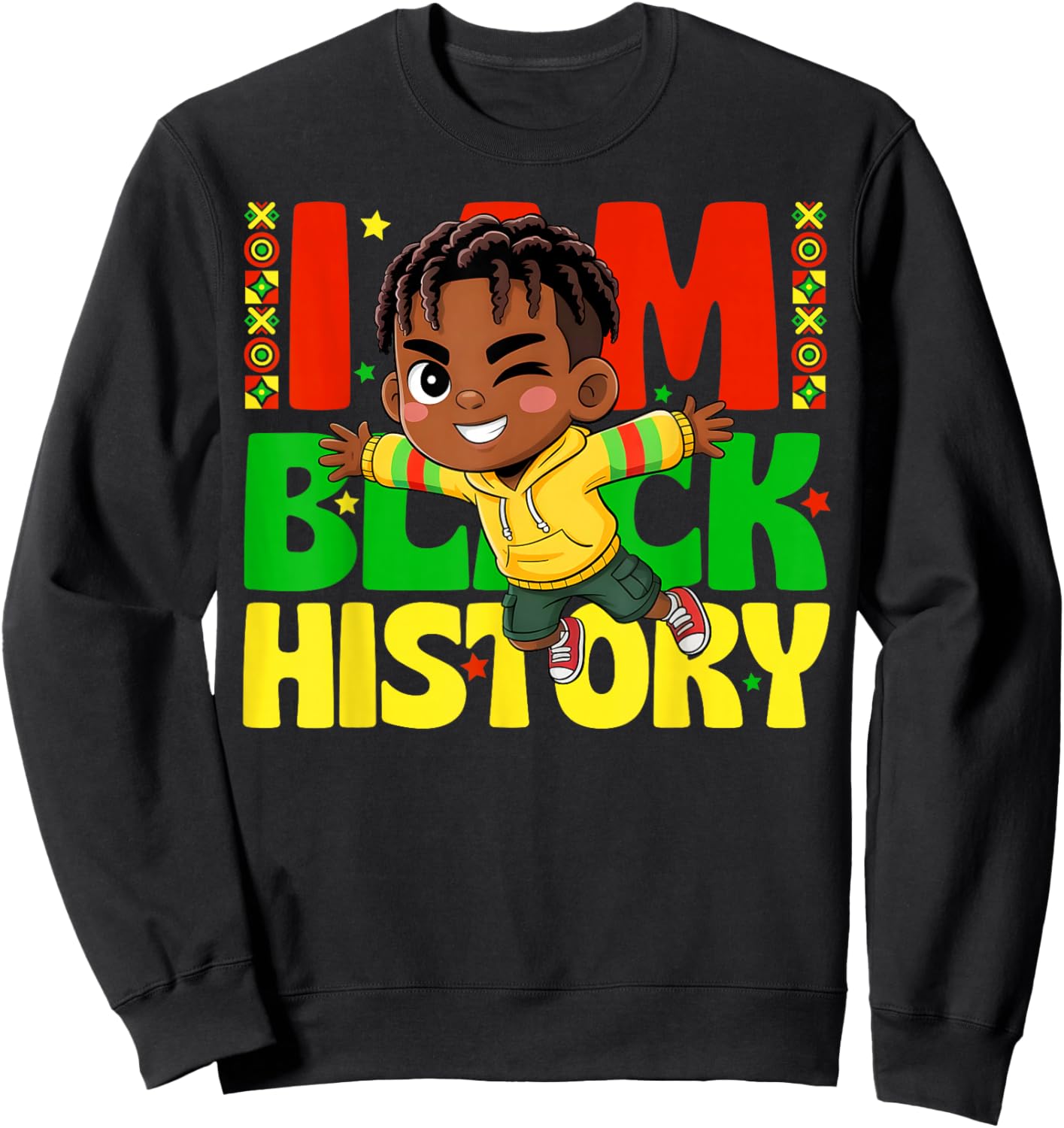 I Am Black History Afro Boy Kids Black History Month Sweatshirt - Sweatshirt | Black