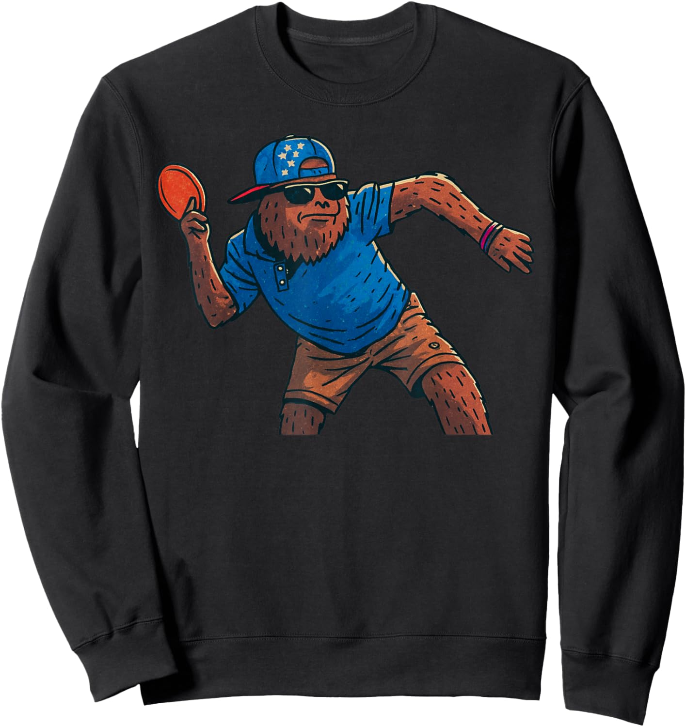 Sasquatch Disc Golfer Funny Disc Golf Sweatshirt - Sweatshirt | Black