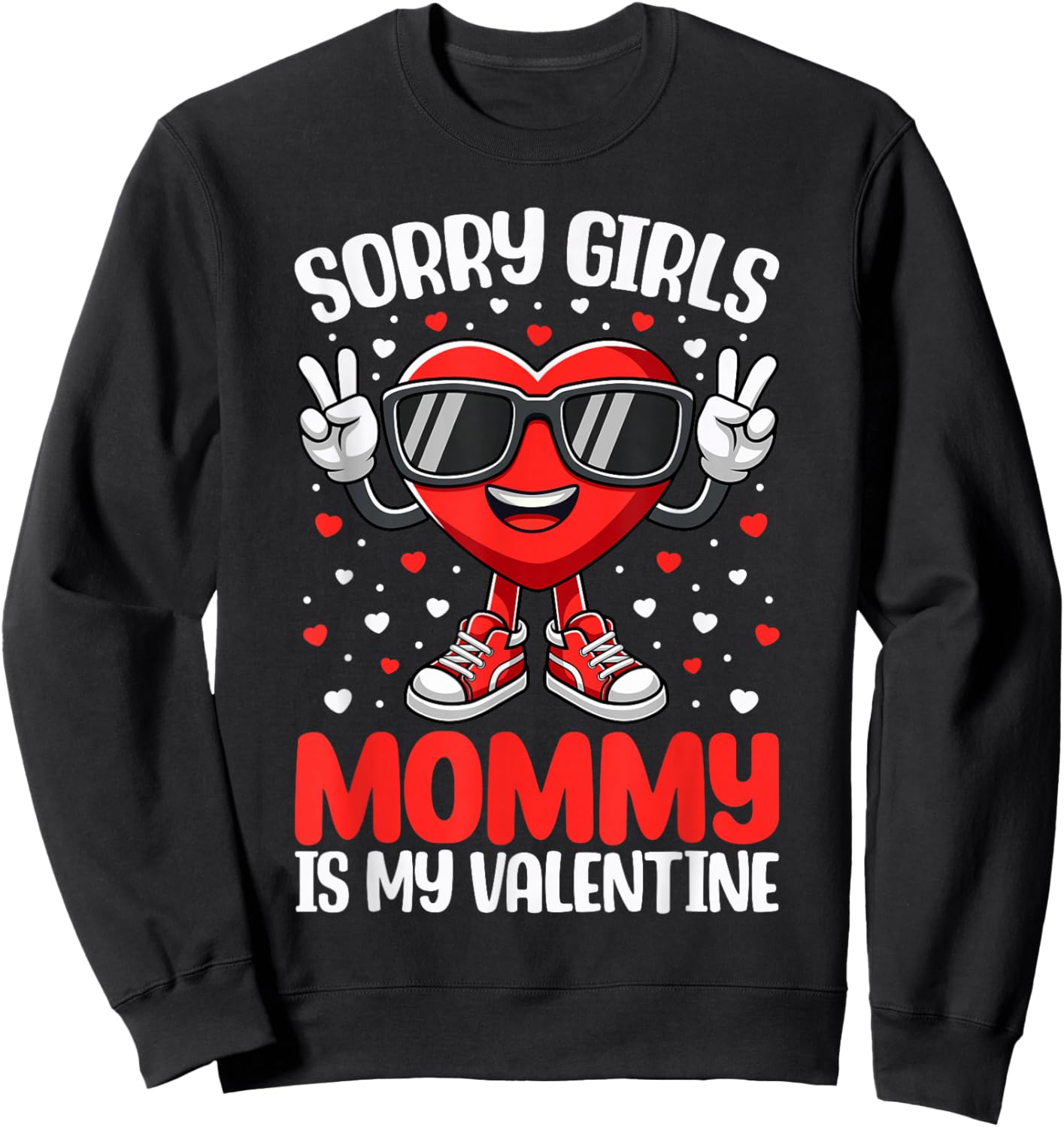 Mommy is My Valentine Boys Valentines Day Heart Toddler Kids Sweatshirt - Sweatshirt | Black