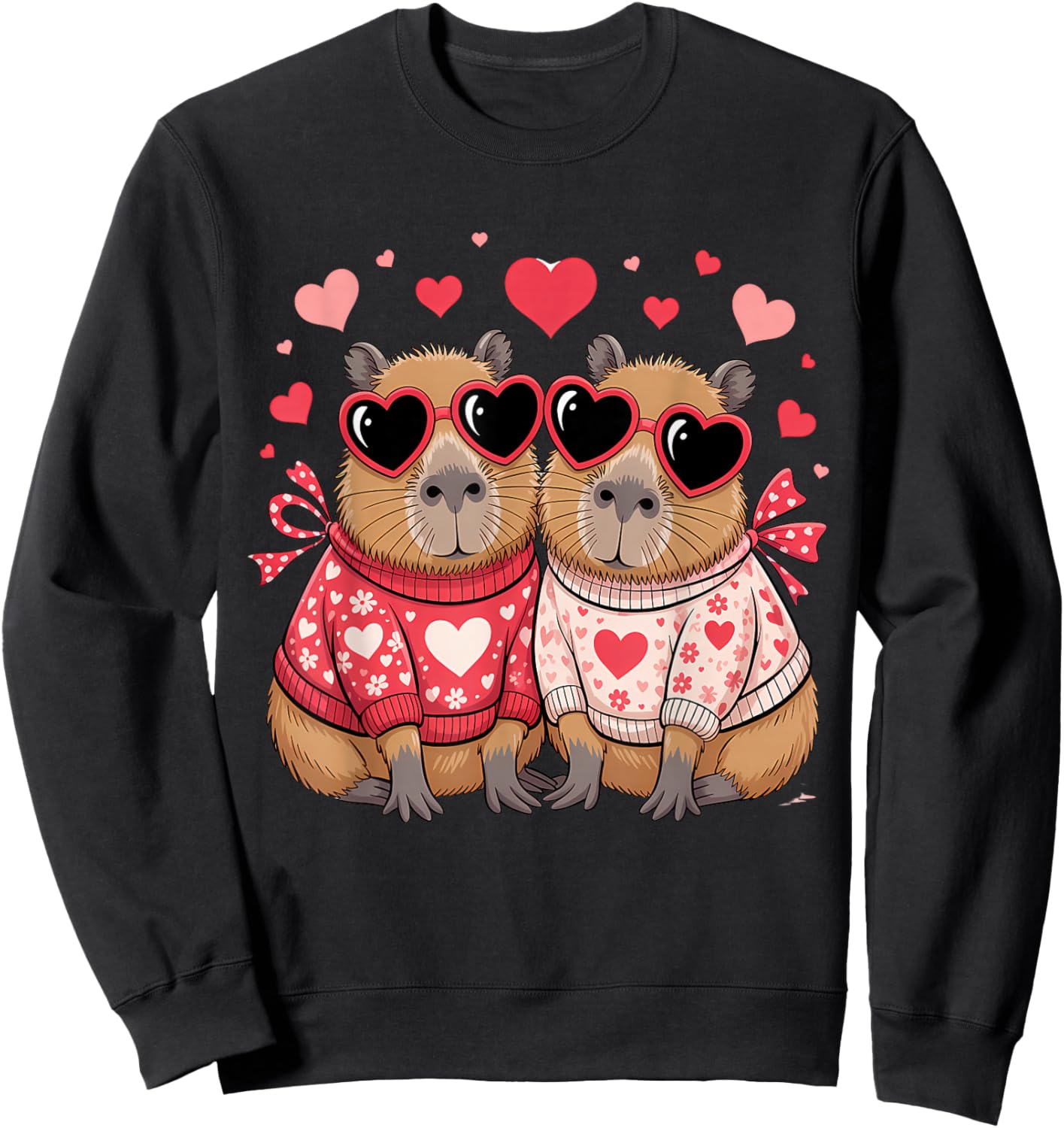 Valentines Day Cute Valentine Capybara Sweatshirt - Sweatshirt | Black