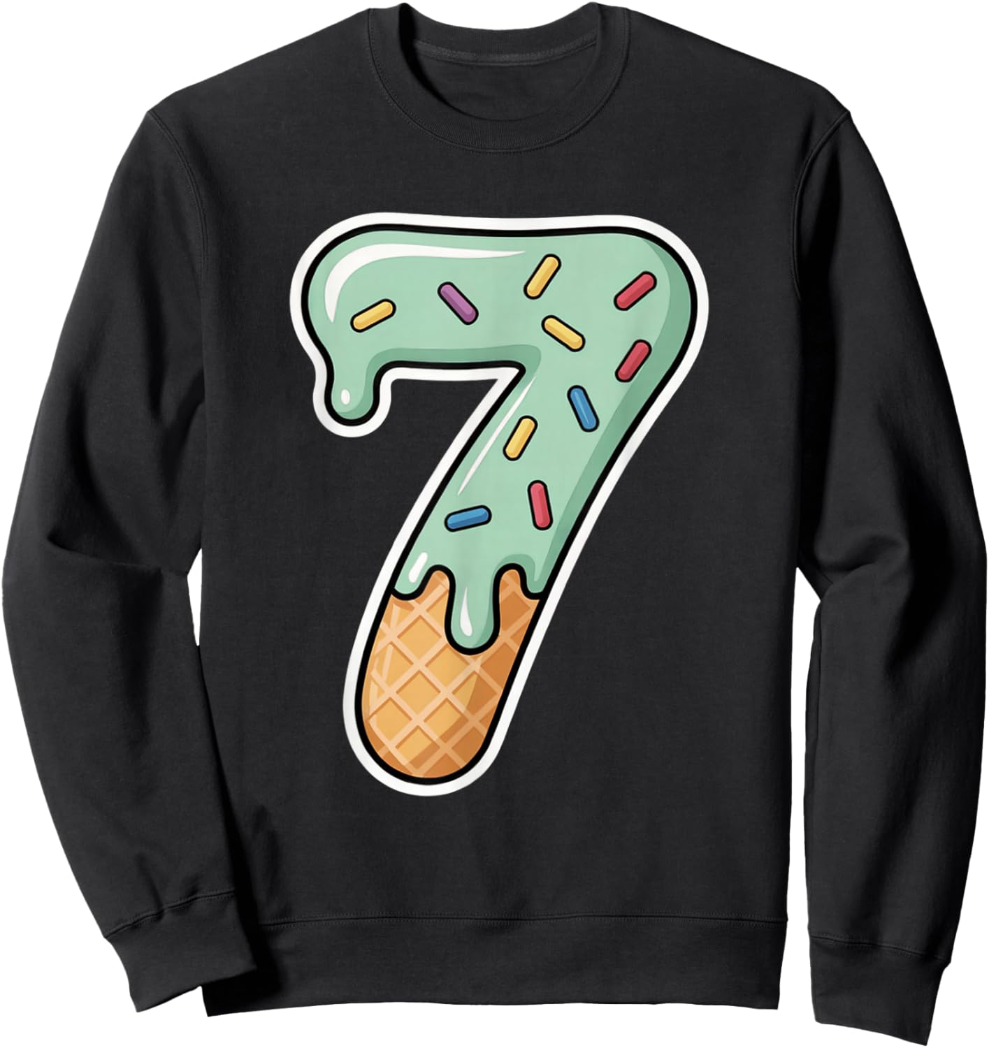 Number 7 Ice Cream Drip Six Seven 67 Meme 7th Birthday Boy Sweatshirt - Sweatshirt | Black