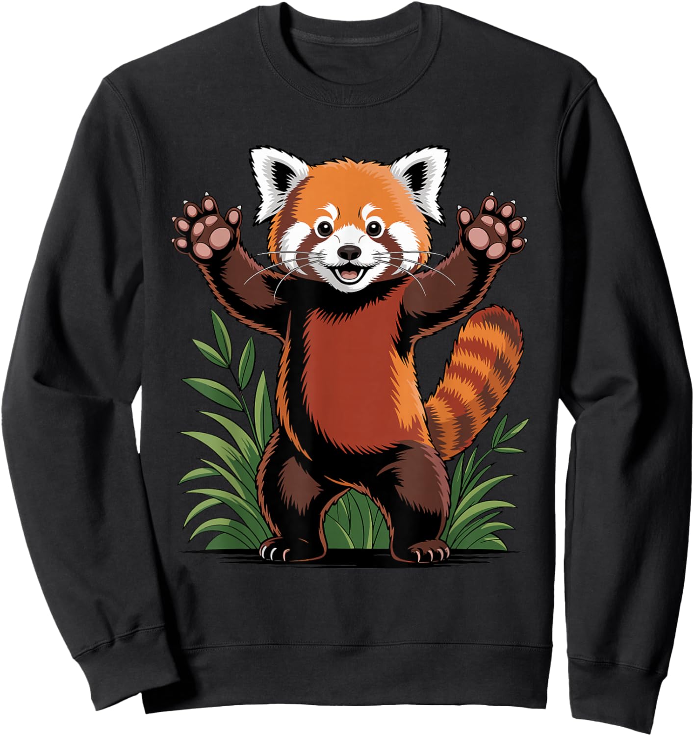 Red Panda Paws Hands Up Kawaii Red Panda Sweatshirt - Sweatshirt | Black