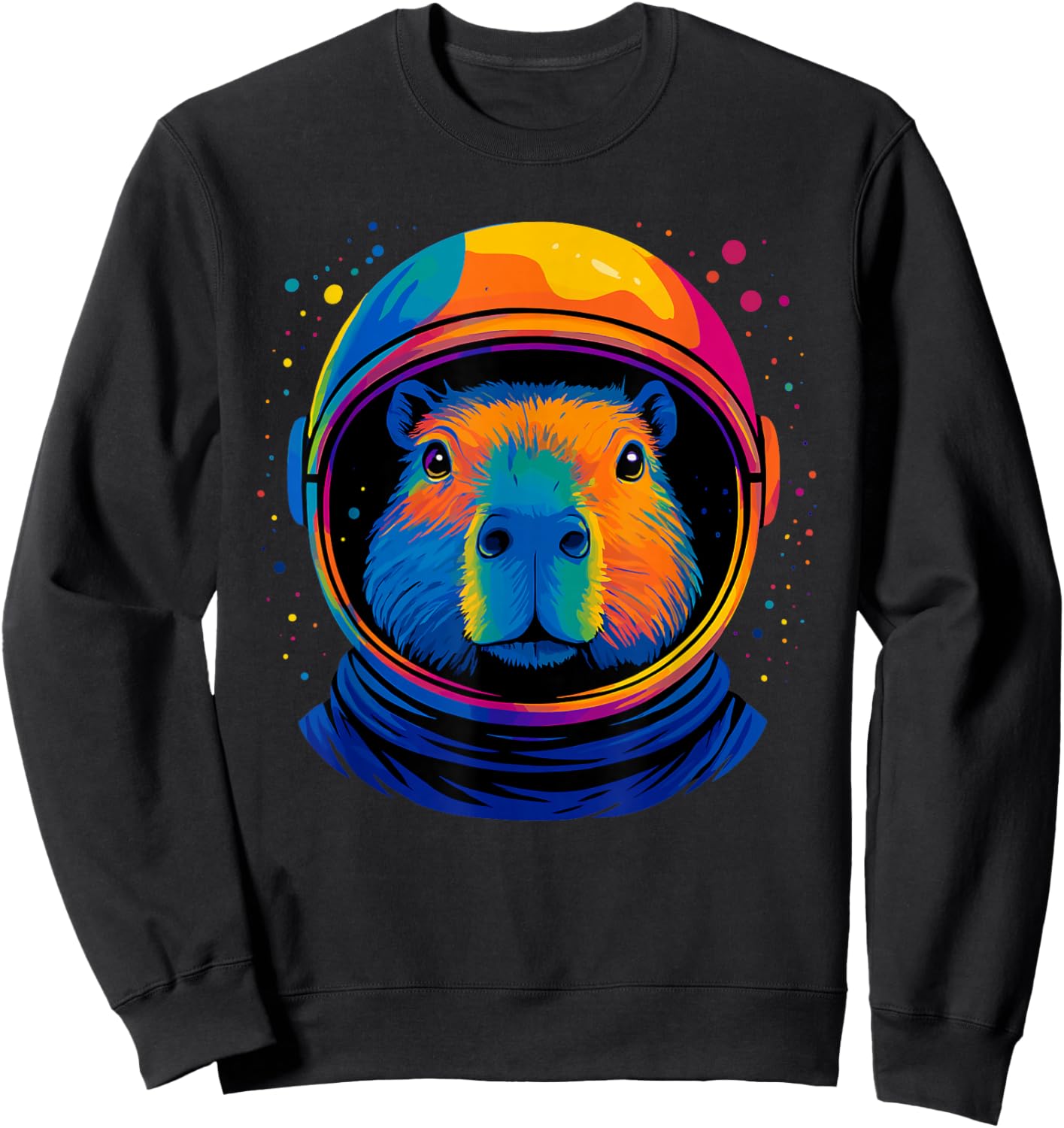 Cute Space Men Women Kids Funny Capybara Astronaut Sweatshirt - Sweatshirt | Black