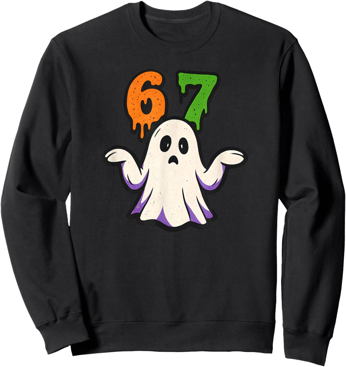 Halloween SCP 67 Cute Ghost Meme Six Seven Costume Design Sweatshirt - Sweatshirt | Black