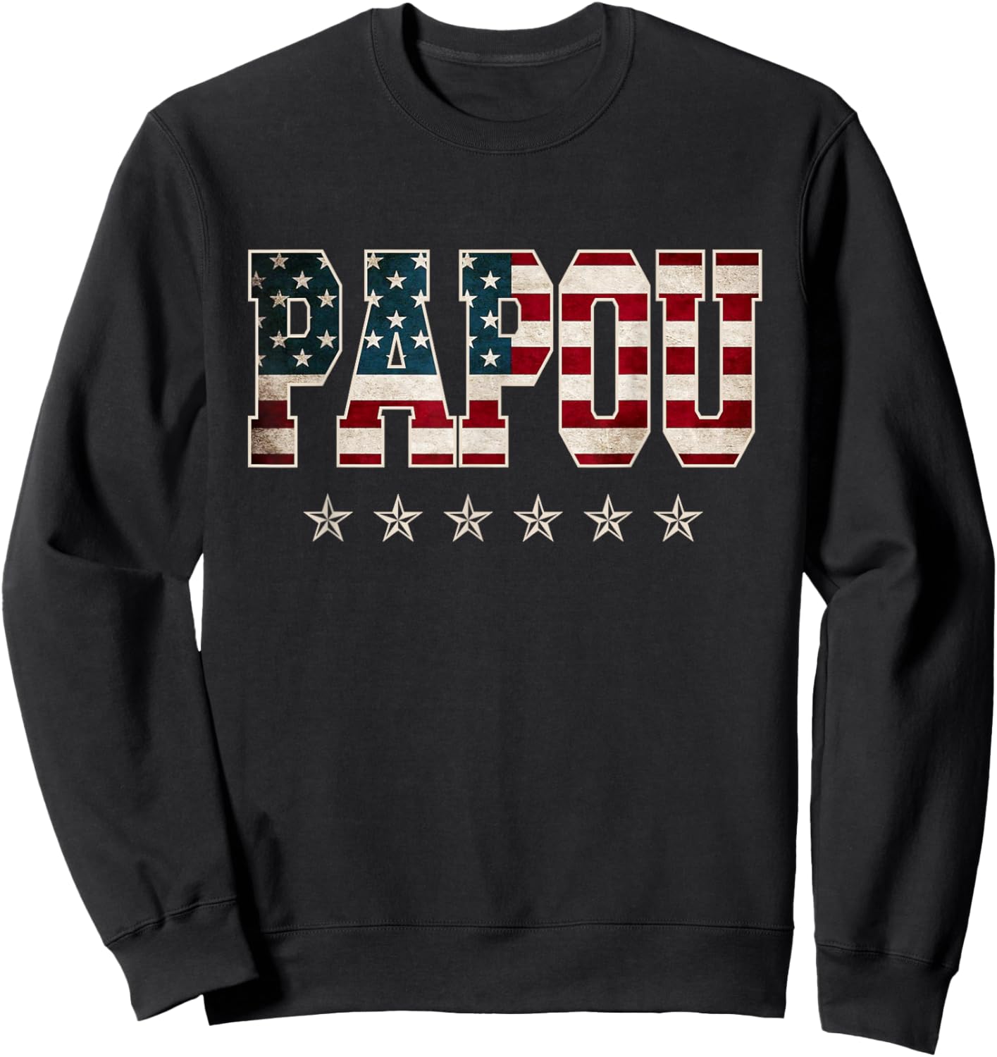 Christmas Papou Father's Day American Flag 4th of July Xmas Sweatshirt - Sweatshirt | Black