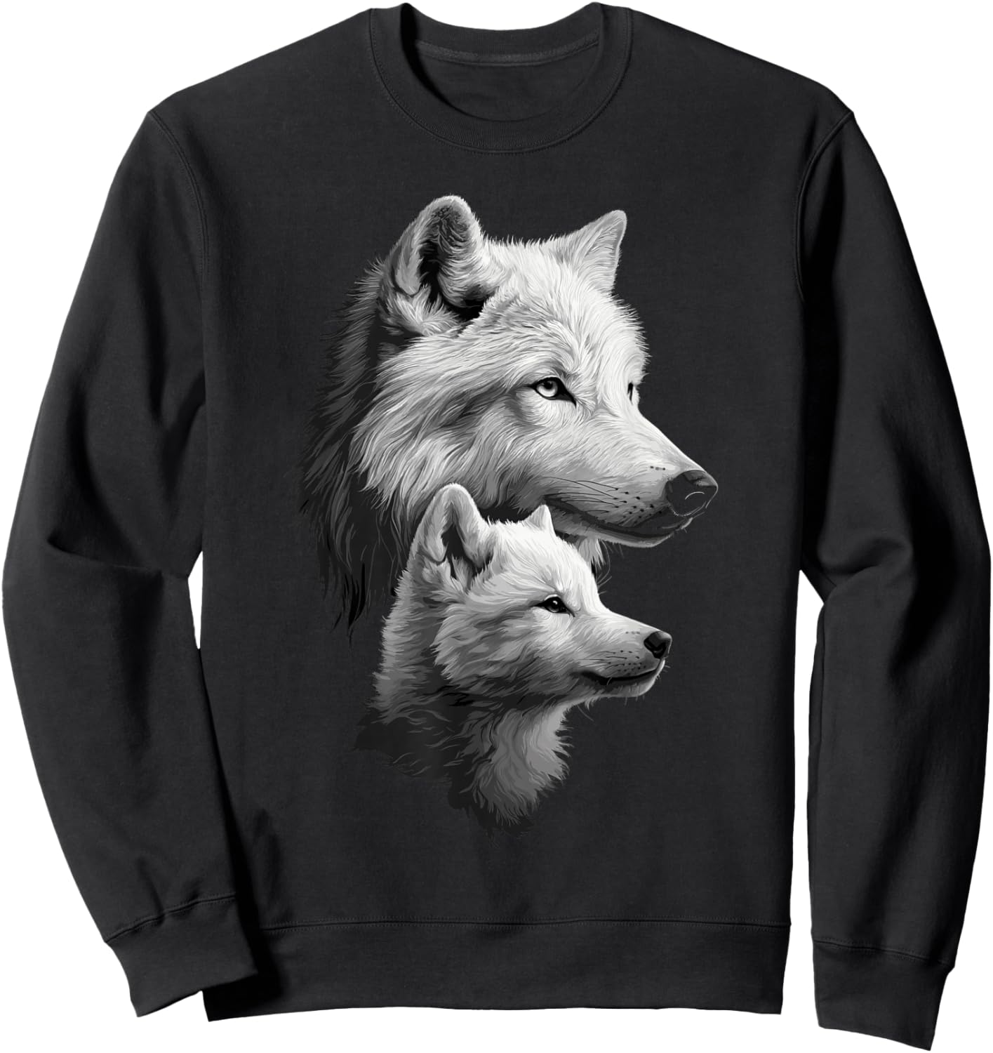 Wolf and Wolf Cub Men Wolf Lover Women Girls Cute Wolf Sweatshirt - Sweatshirt | Black