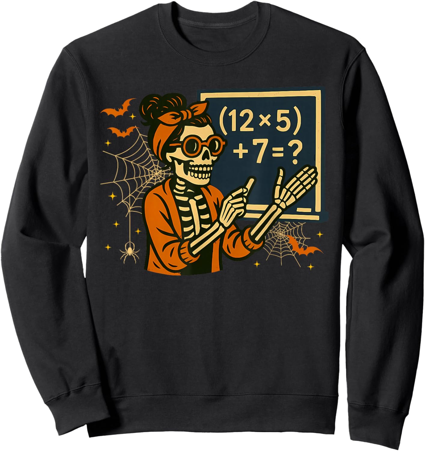 67 Teacher Halloween Skeleton Six Seven Meme Math Sweatshirt - Sweatshirt | Black