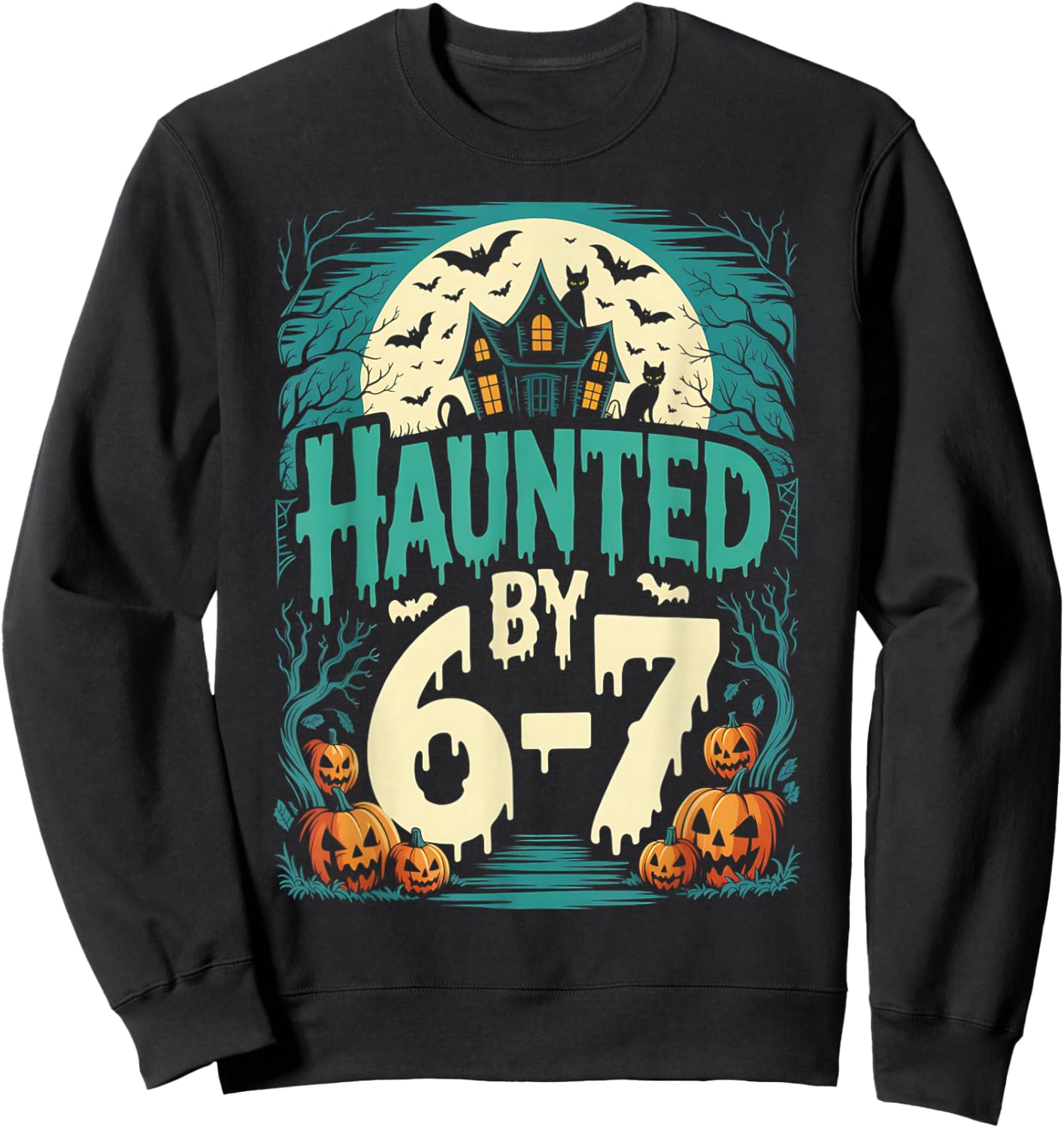 Retro Haunted by 6 7 Sweatshirt - Sweatshirt | Black