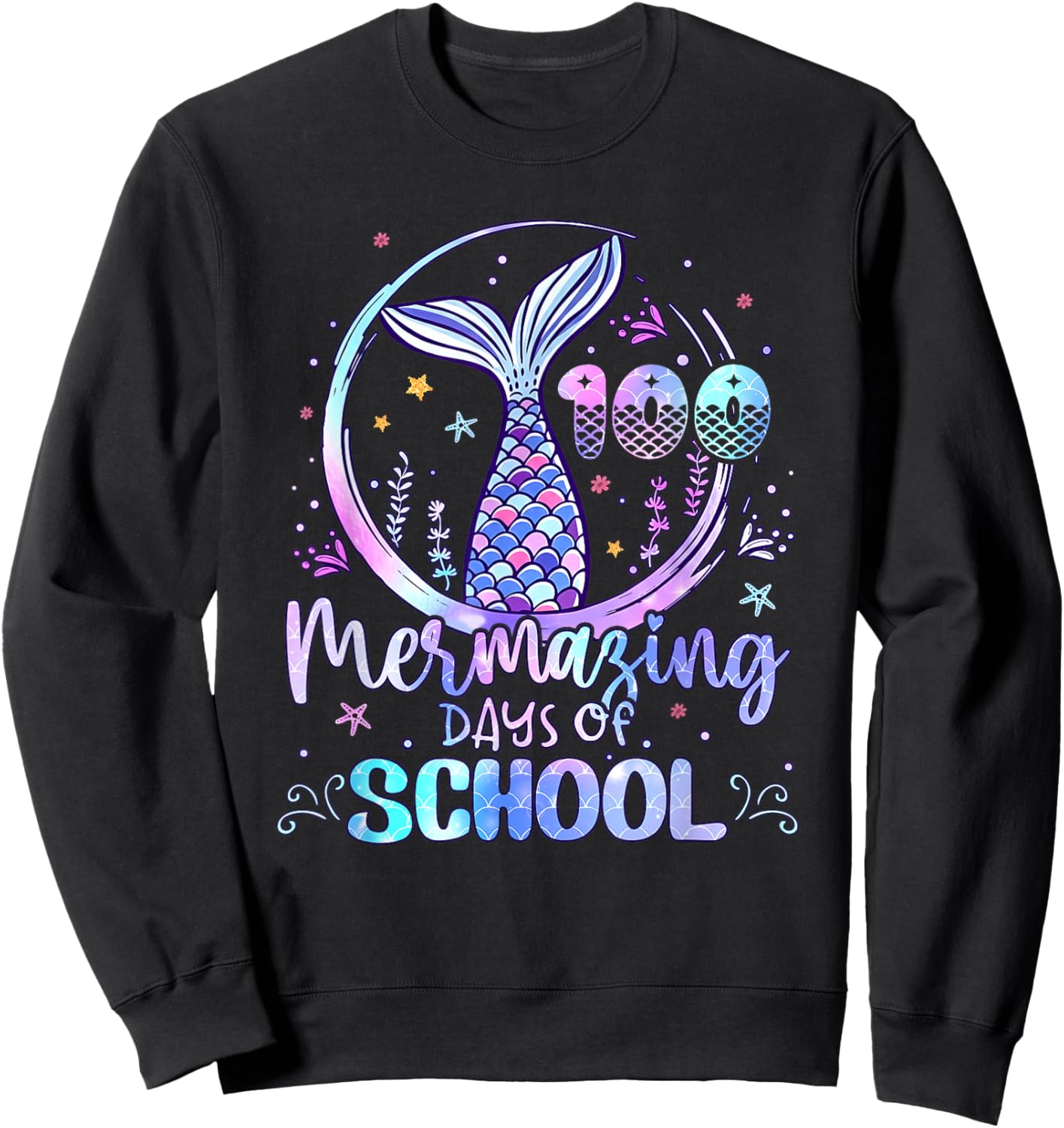 100 Mermazing Days of School Mermaid 100th Day Girls Kids Sweatshirt - Sweatshirt | Black
