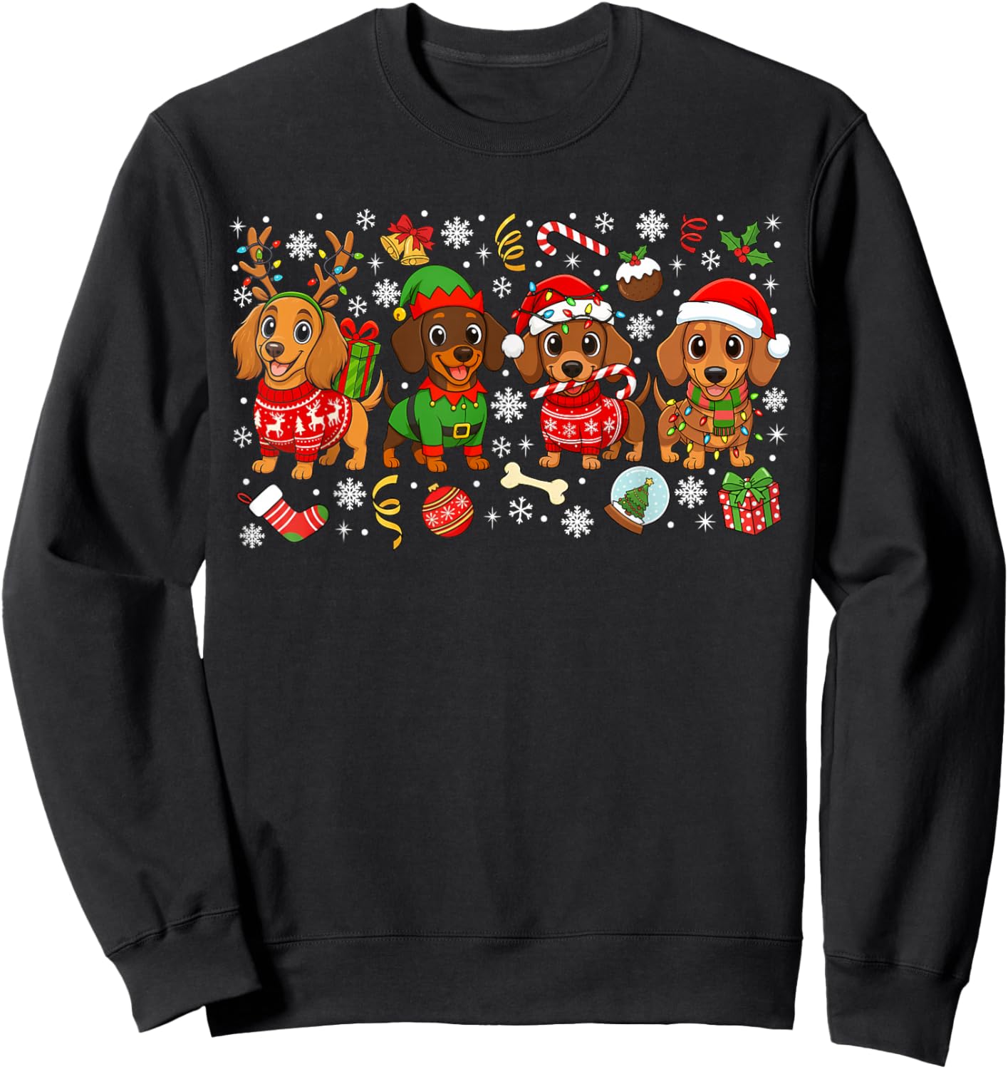 Christmas Dachshund Dogs Tree Xmas Gifts for Pet Dog Lovers Sweatshirt - Sweatshirt | Black