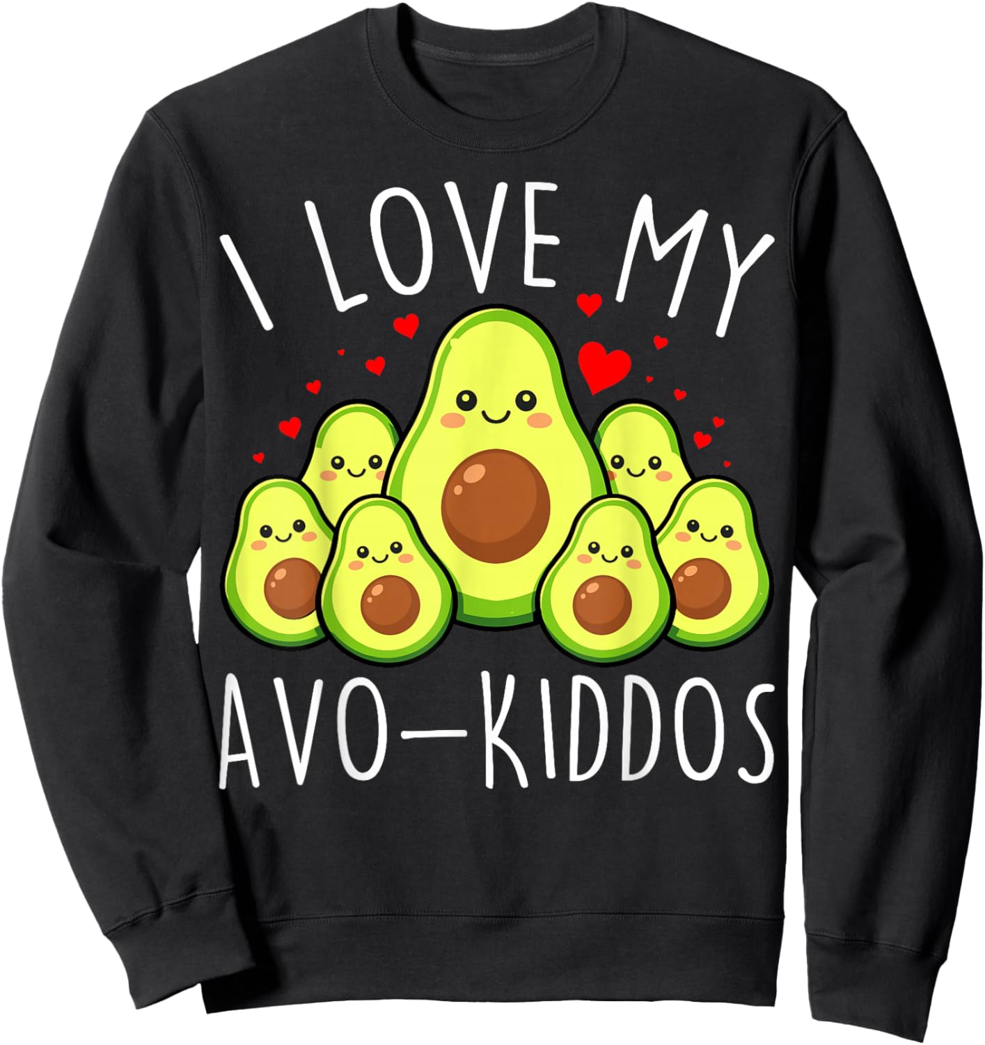 I Love My AVO Kiddos Funny Teacher Valentine's Day Avocado Sweatshirt - Sweatshirt | Black