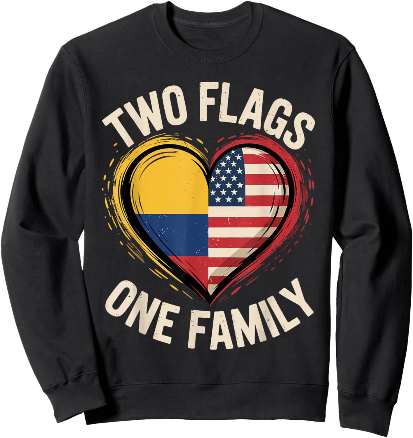 Two Flags One Family American Colombian USA Colombia America Sweatshirt - Sweatshirt | Black