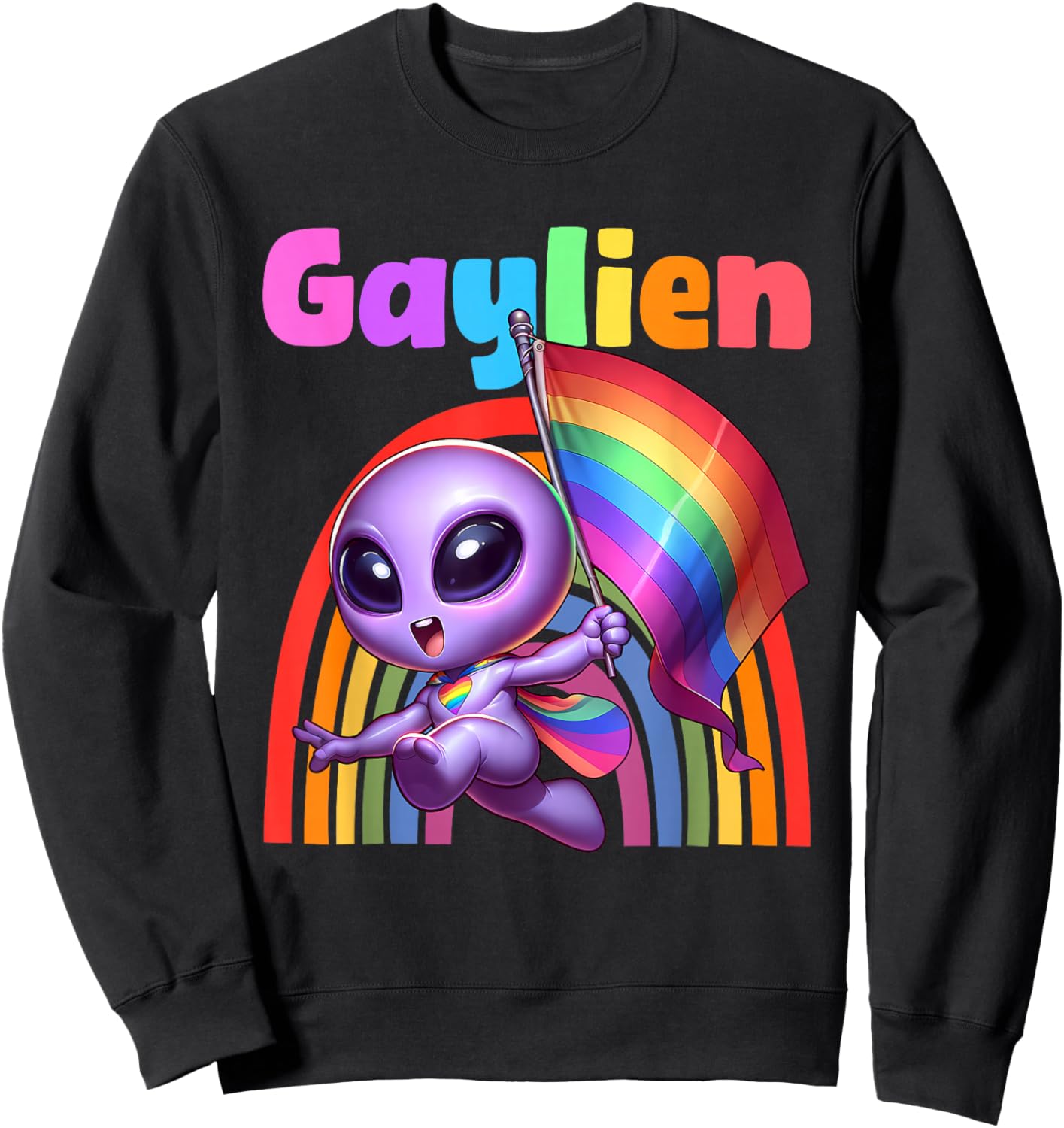 Gaylien Gay Alien Pride LGBTQ Sweatshirt - Sweatshirt | Black