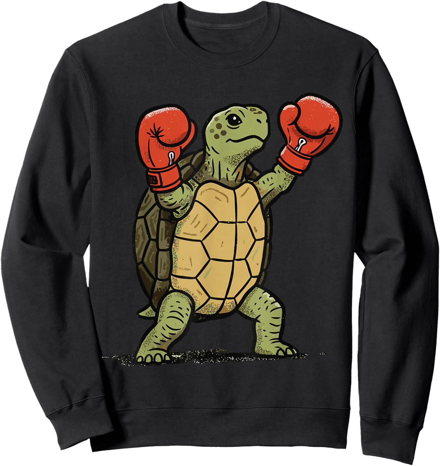 Boxing Turtle Shirt Fighter Funny Animal Graphic Boxer Men Sweatshirt - Sweatshirt | Black