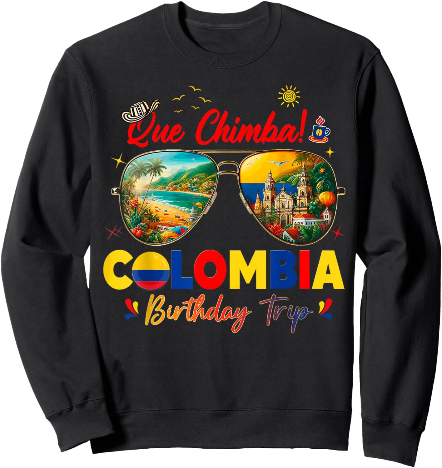 Colombia Vacation Cartagena Trip Crew Sweatshirt - Sweatshirt | Black