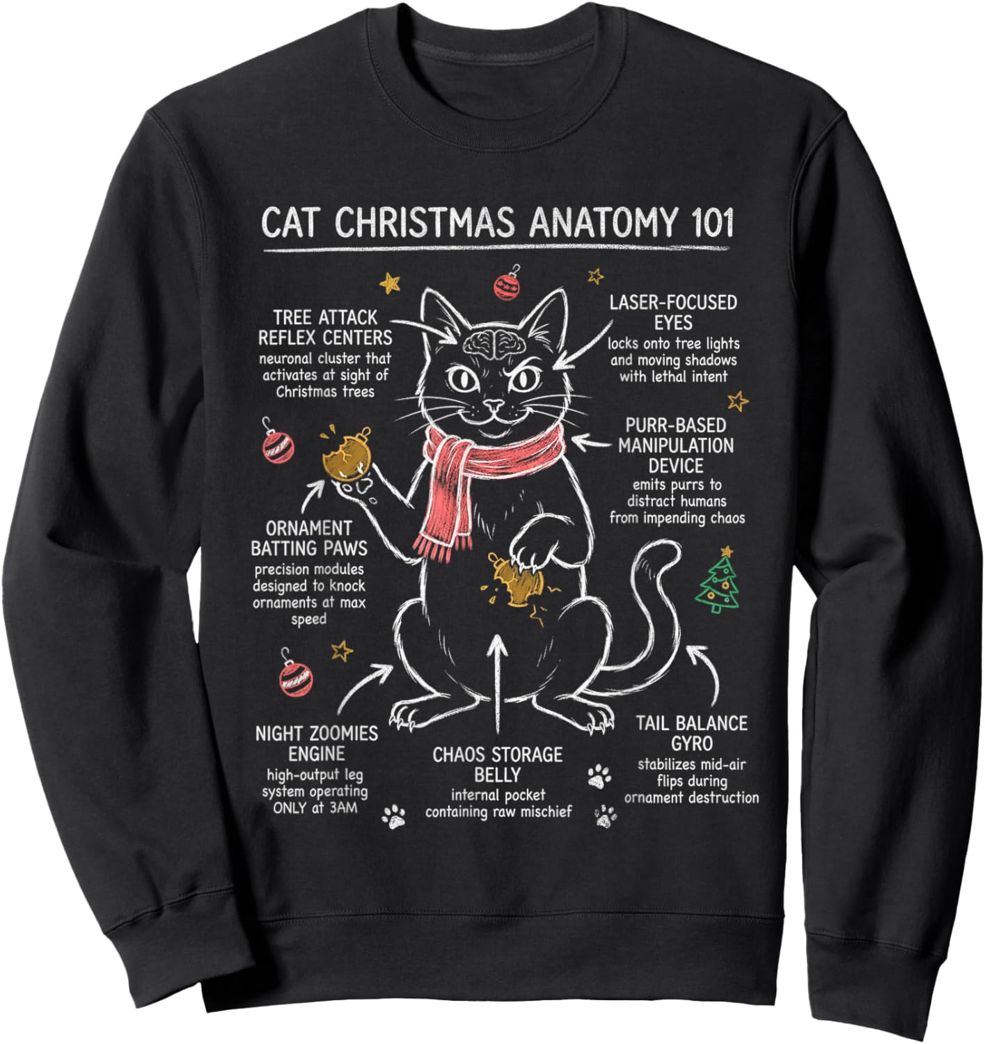Funny Cat Christmas Sweatshirt - Sweatshirt | Black