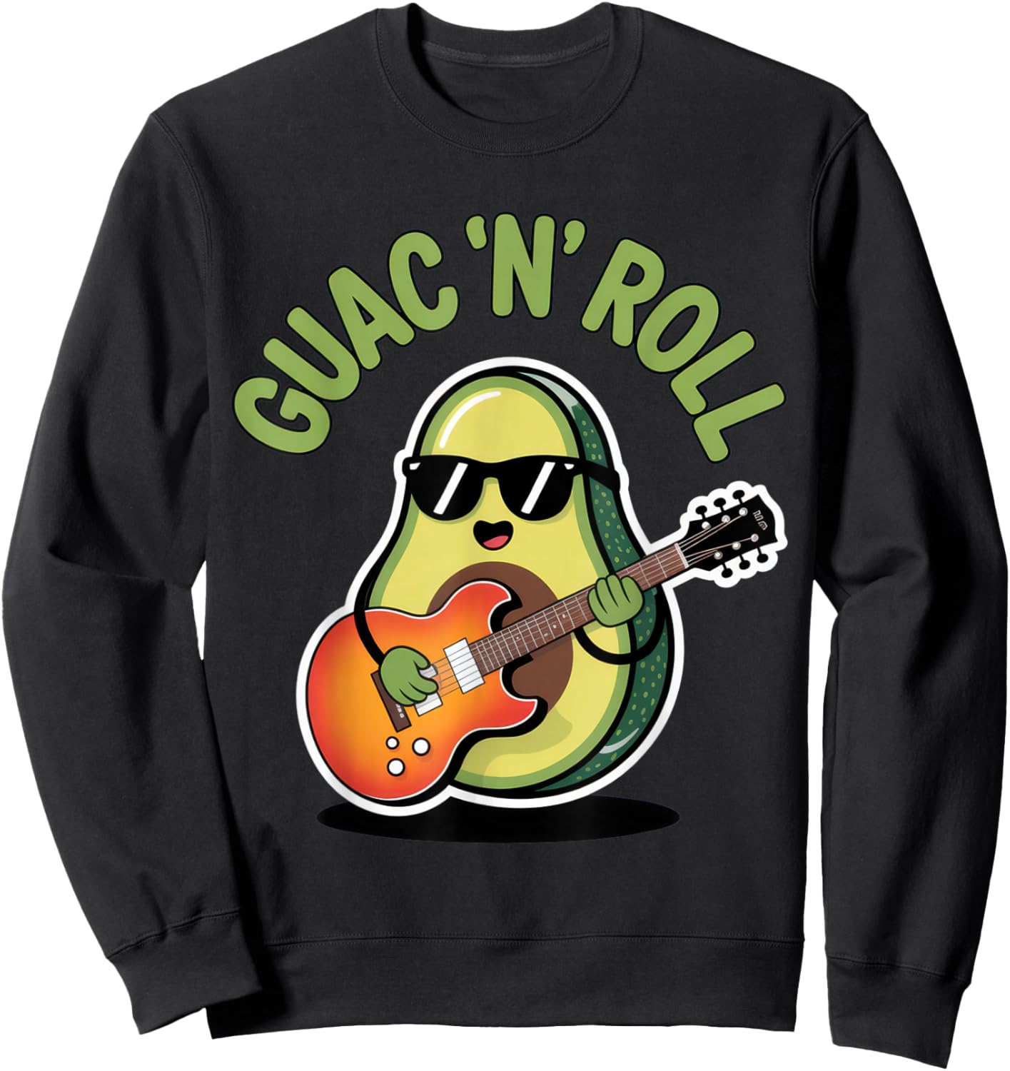 Guac 'N' Roll Avocado Enthusiast Fun Vibes Summer Party Sweatshirt - Sweatshirt | Black