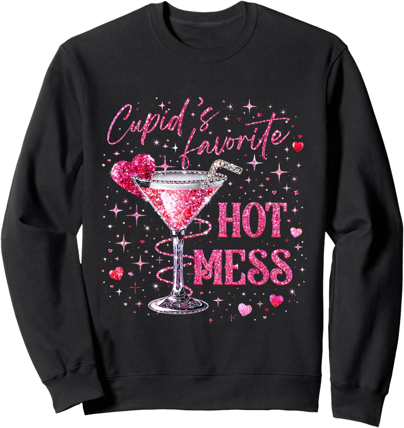 Even Cupid Need A Margarita Retro Trendy Valentine Funny Sweatshirt - Sweatshirt | Black