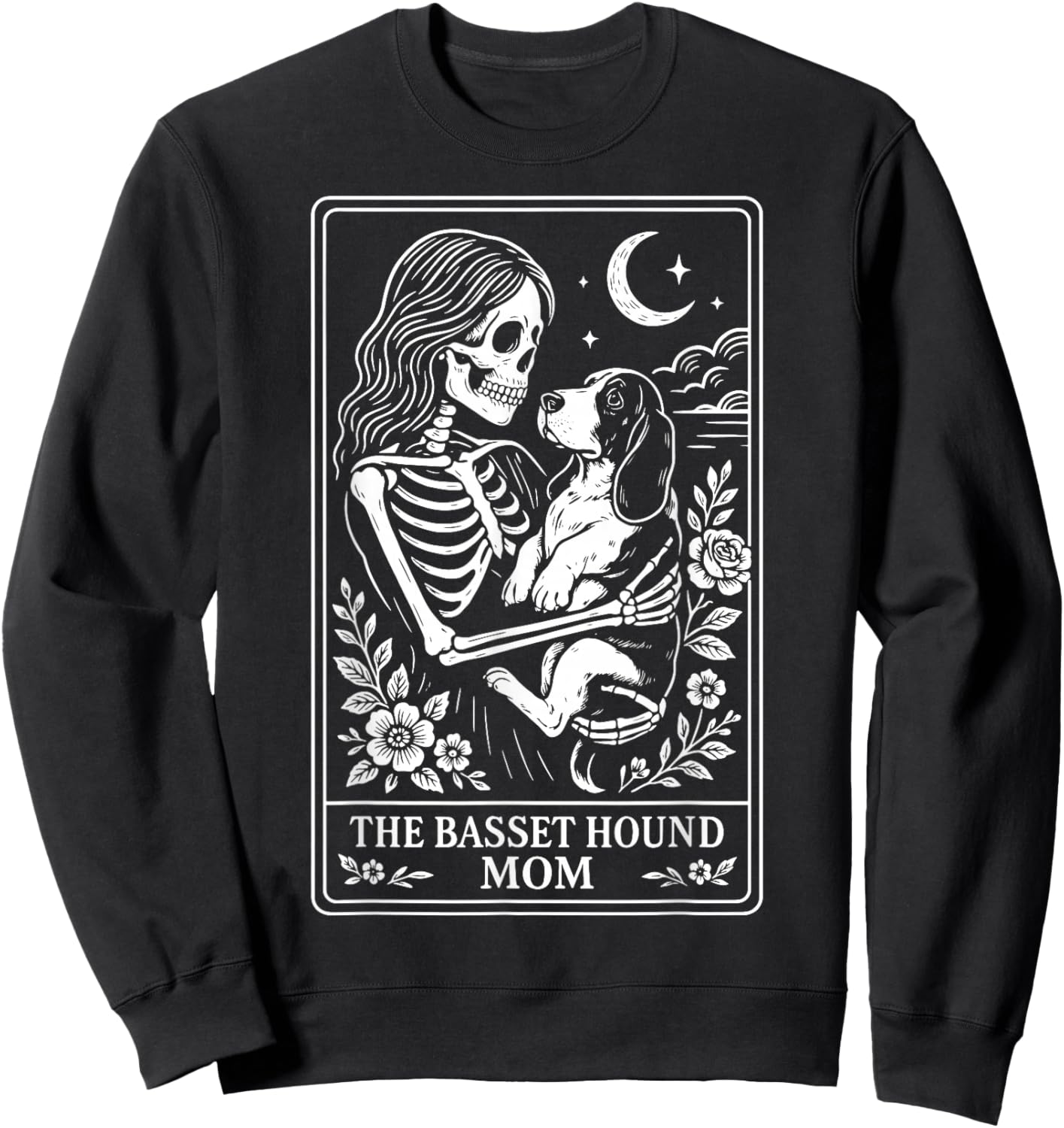 The Basset Hound Mom Tarot Card Sweatshirt - Sweatshirt | Black
