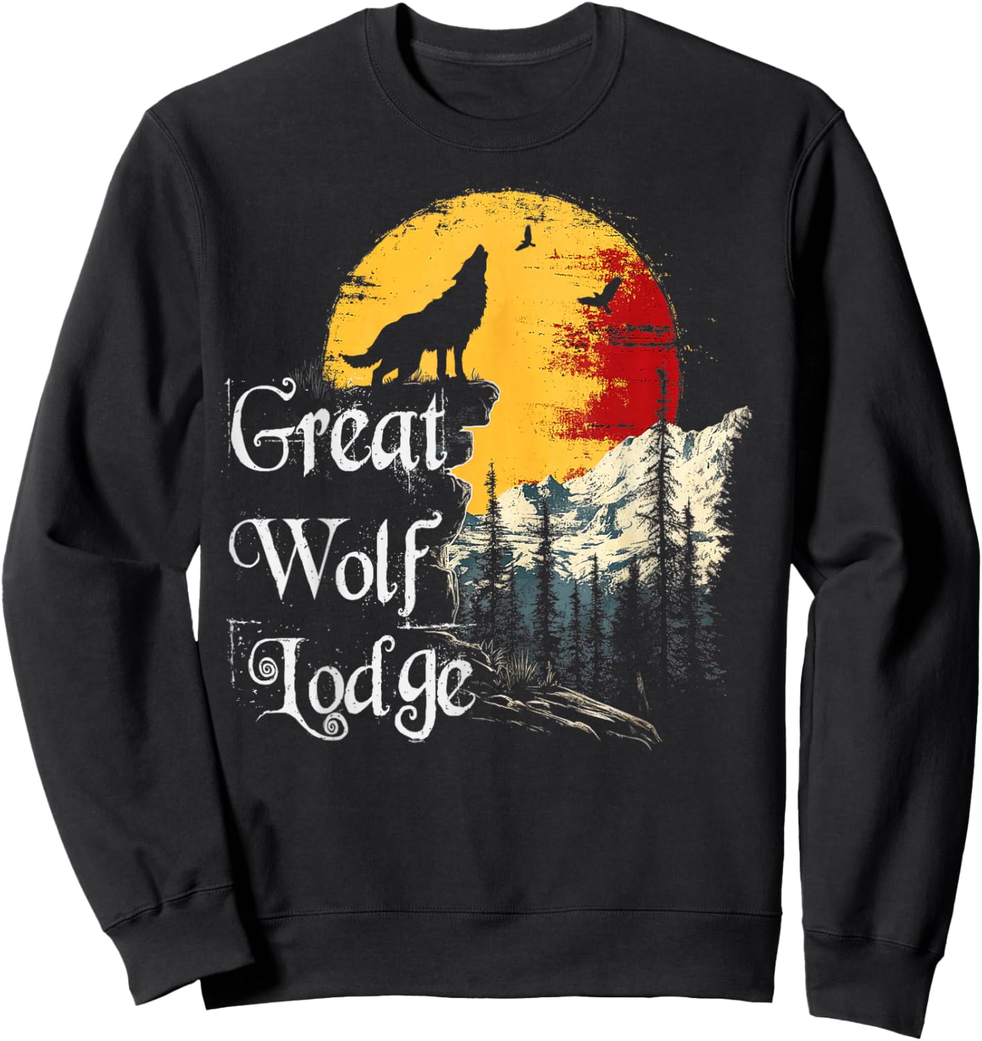 Great Wolf Lodge Lovers Outdoor Adventure Enthusiast Howling Sweatshirt - Sweatshirt | Black