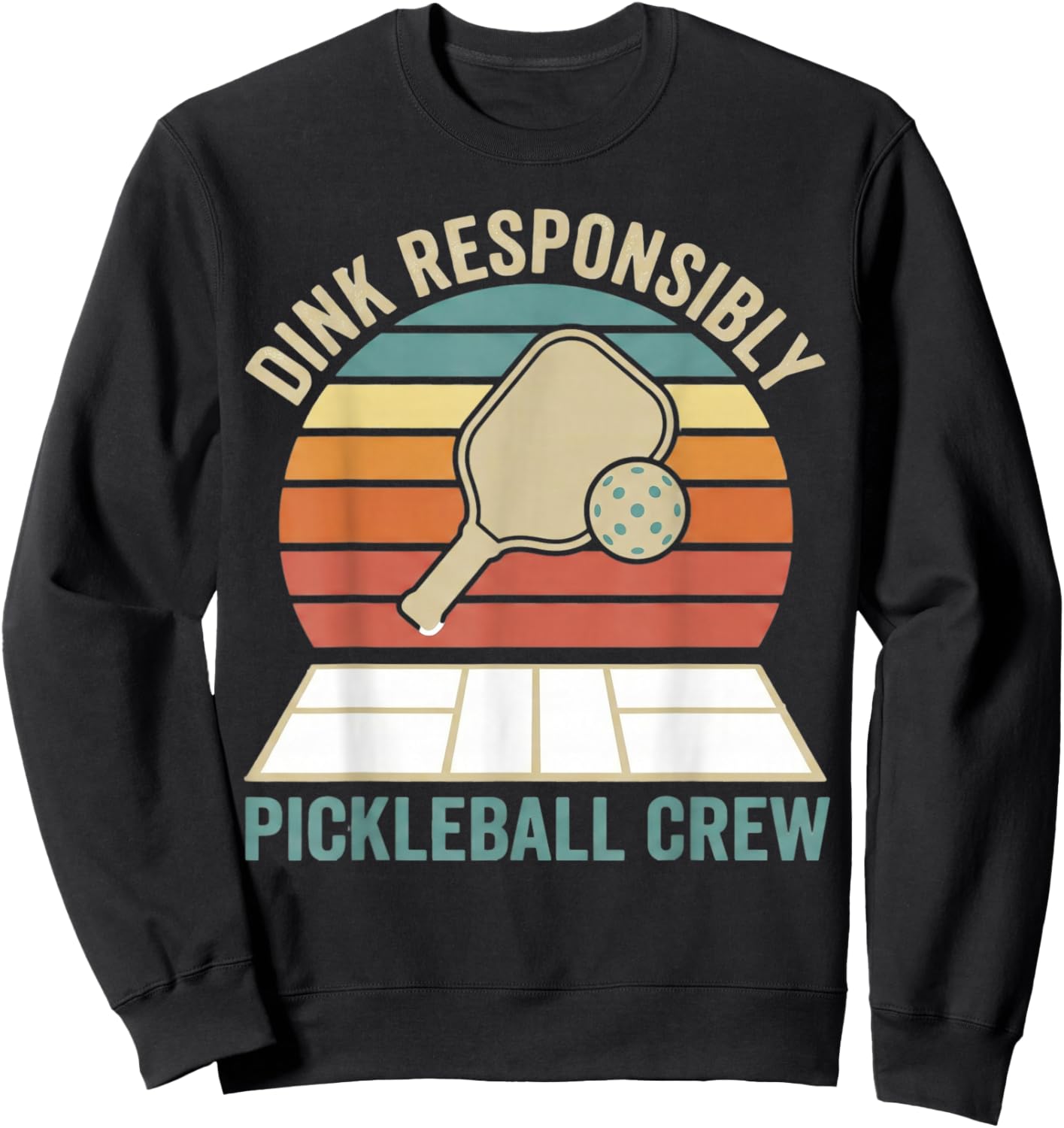 Dink Responsibly Retro Pickleball Vintage Crew Sweatshirt - Sweatshirt | Black