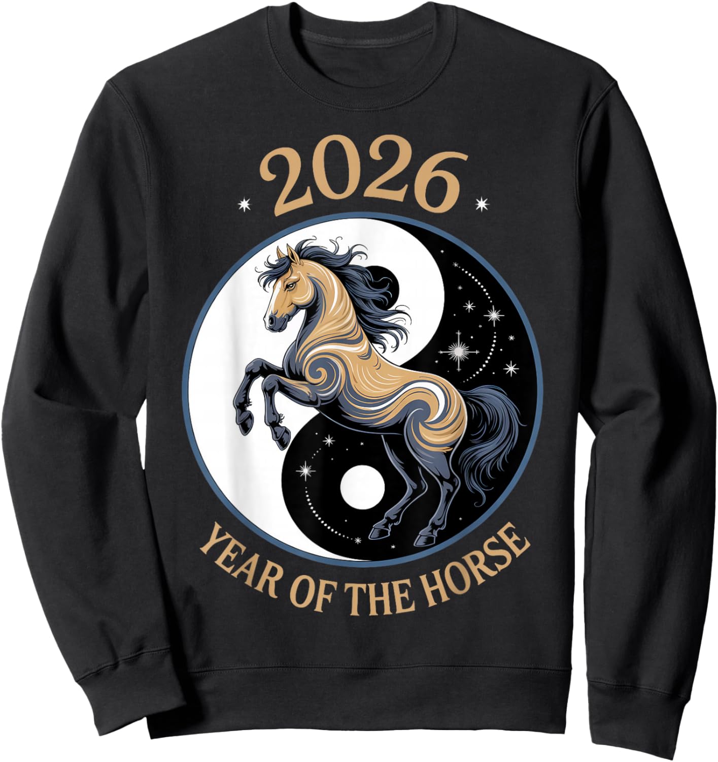 Ying Yang Zodiac Chinese Lunar New Year of The Horse 2026 Sweatshirt - Sweatshirt | Black