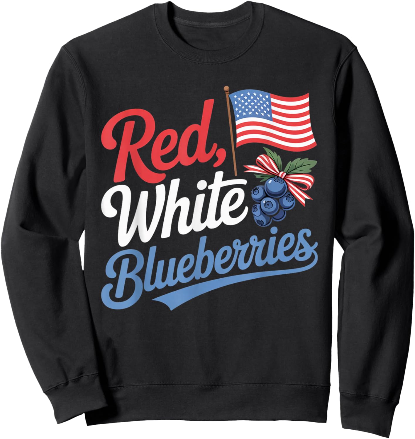 Funny Retro Red, White and Blueberries Patriot Sweatshirt - Sweatshirt | Black