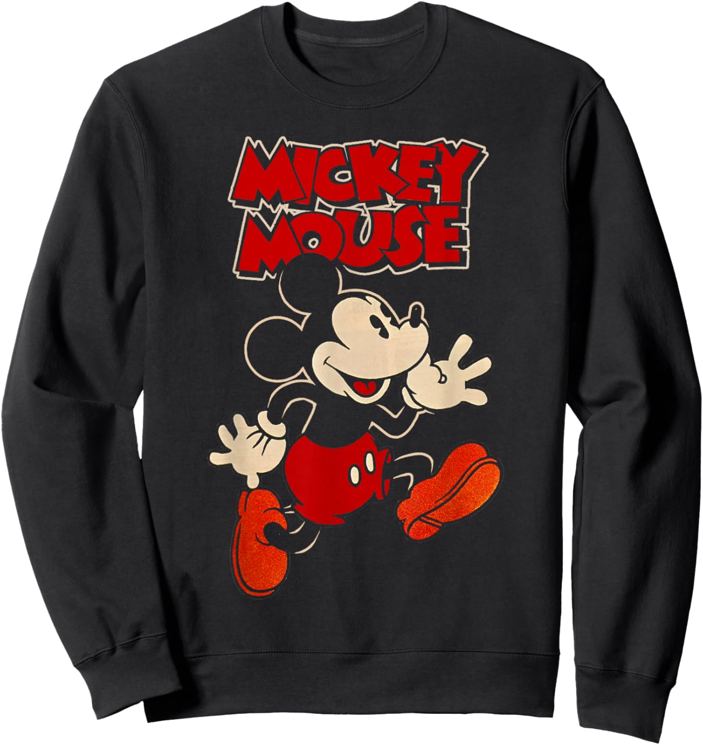 Disney Mickey and Friends Classic Retro Mickey Mouse Running Sweatshirt - Sweatshirt | Black