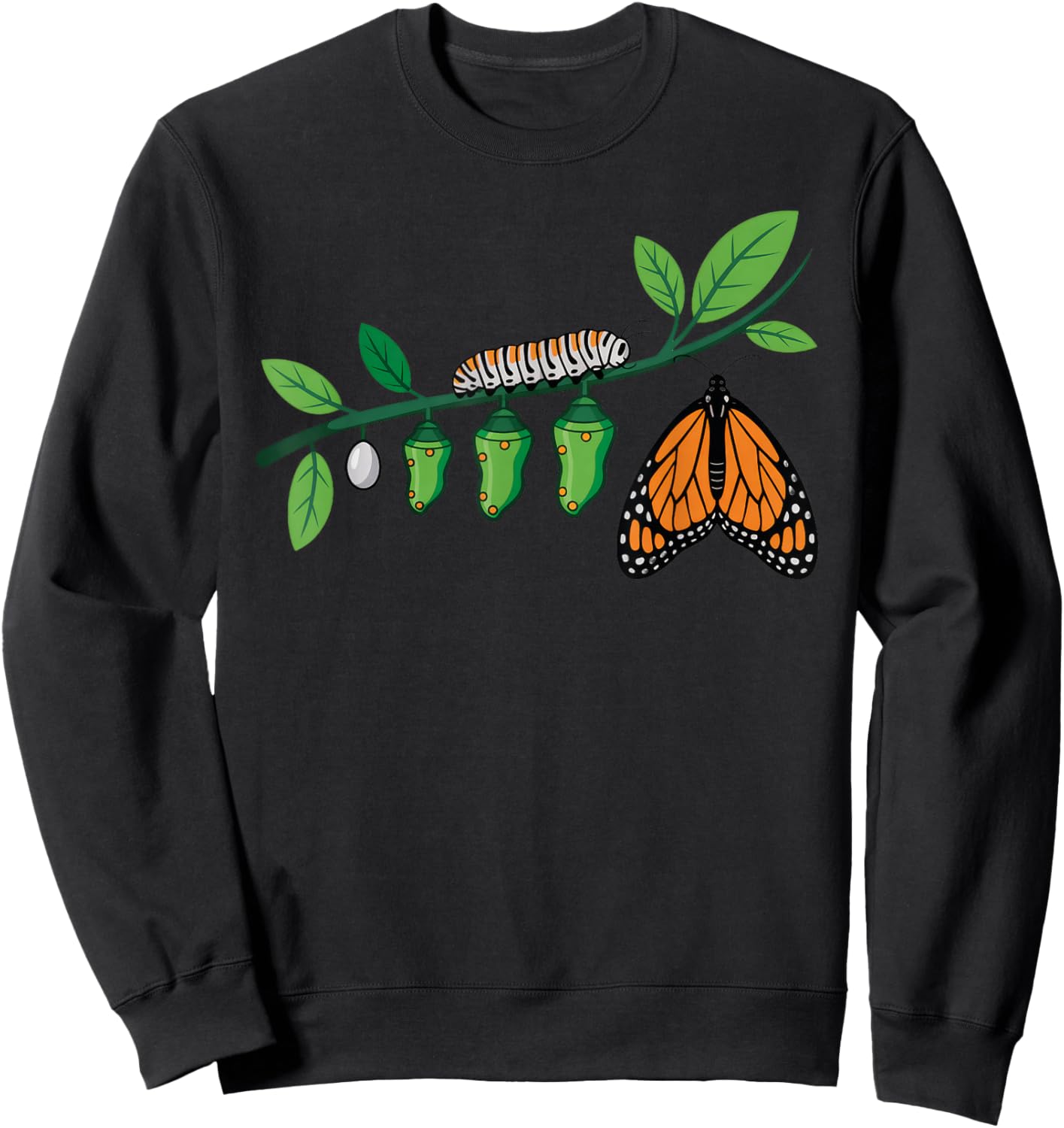 Monarch Butterfly Caterpillar Lifecycle Metamorphosis Sweatshirt - Sweatshirt | Black