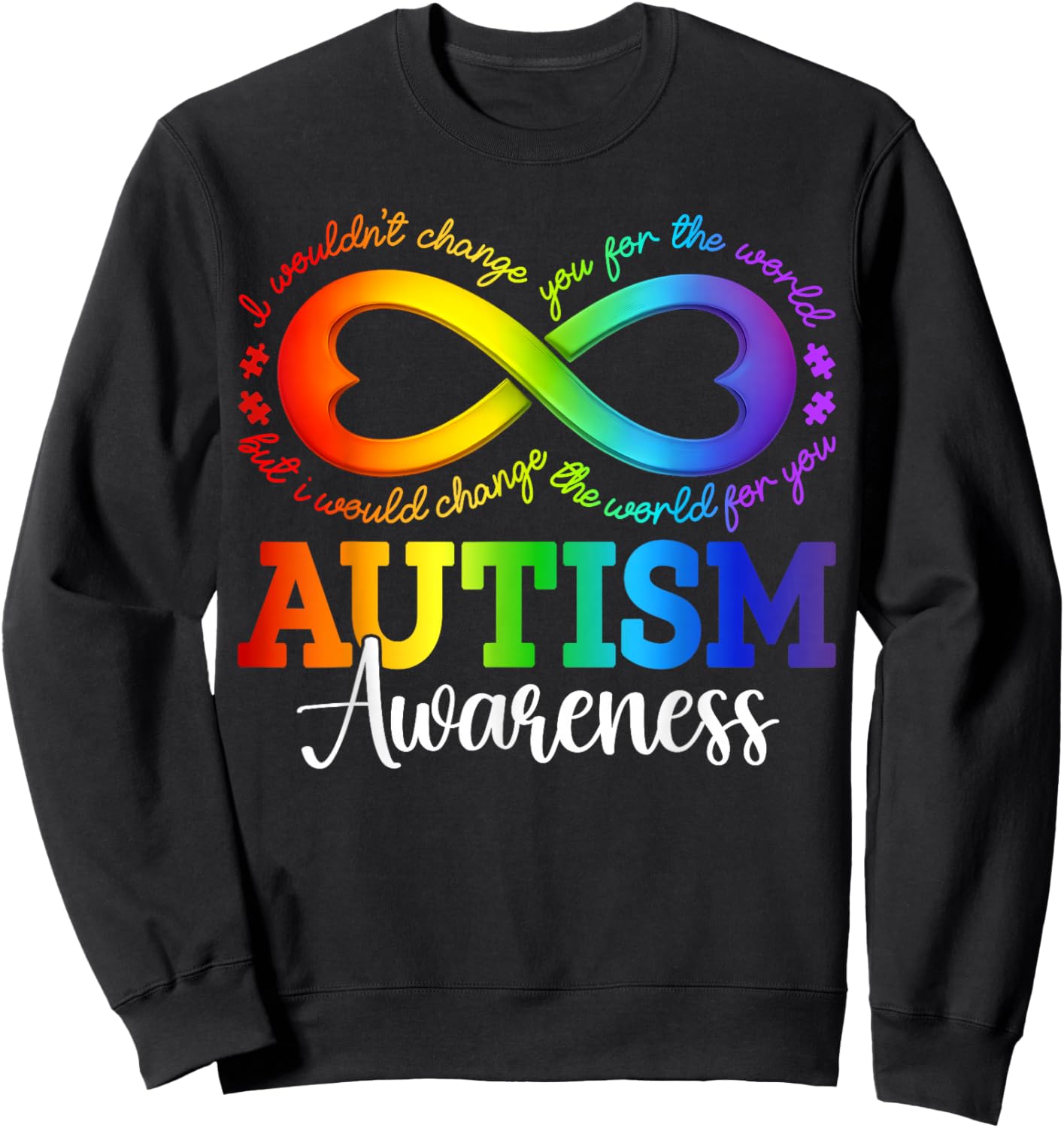 Autism Awareness Acceptance Shirt Infinity Symbol Men Women Sweatshirt - Sweatshirt | Black