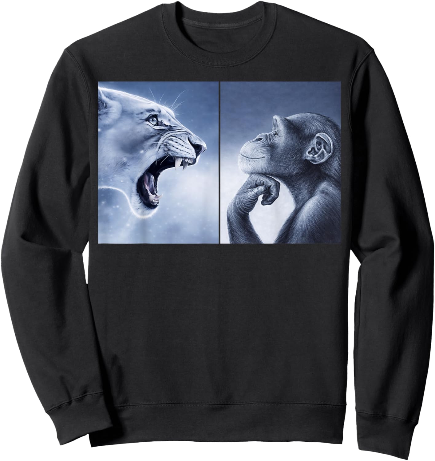 Funny Rage Bait Lion Monkey Viral Meme Sweatshirt - Sweatshirt | Black
