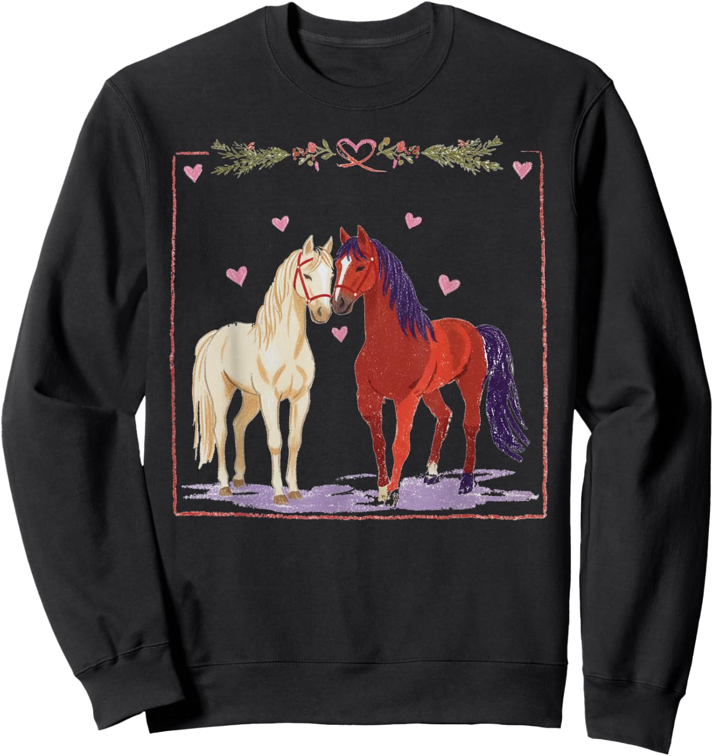 Funny Western Valentine Horse Bow Horse Lover Couples Sweatshirt - Sweatshirt | Black