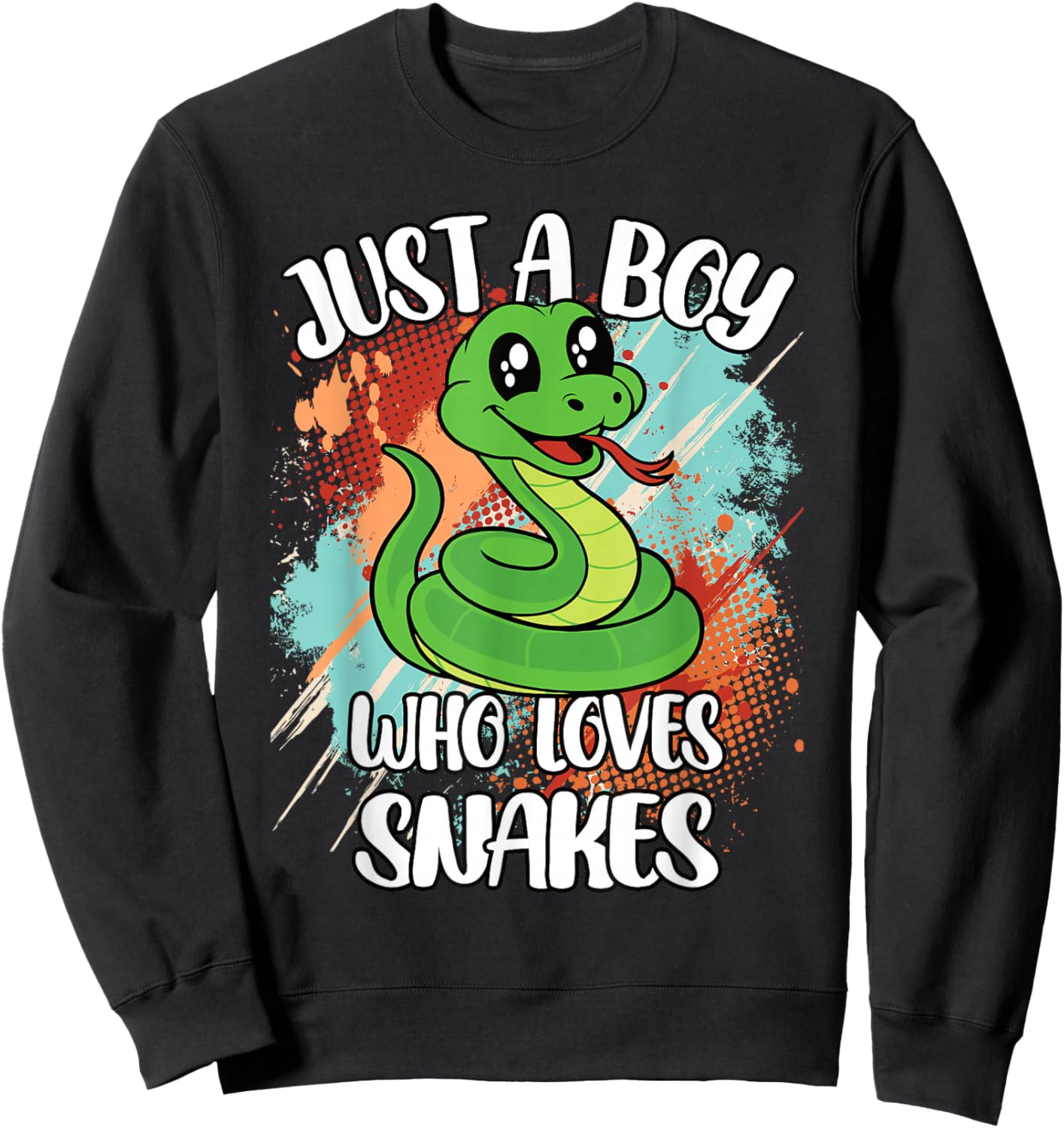 Just A Boy Who Loves Snakes Funny Retro Reptile Boys Kids Sweatshirt - Sweatshirt | Black