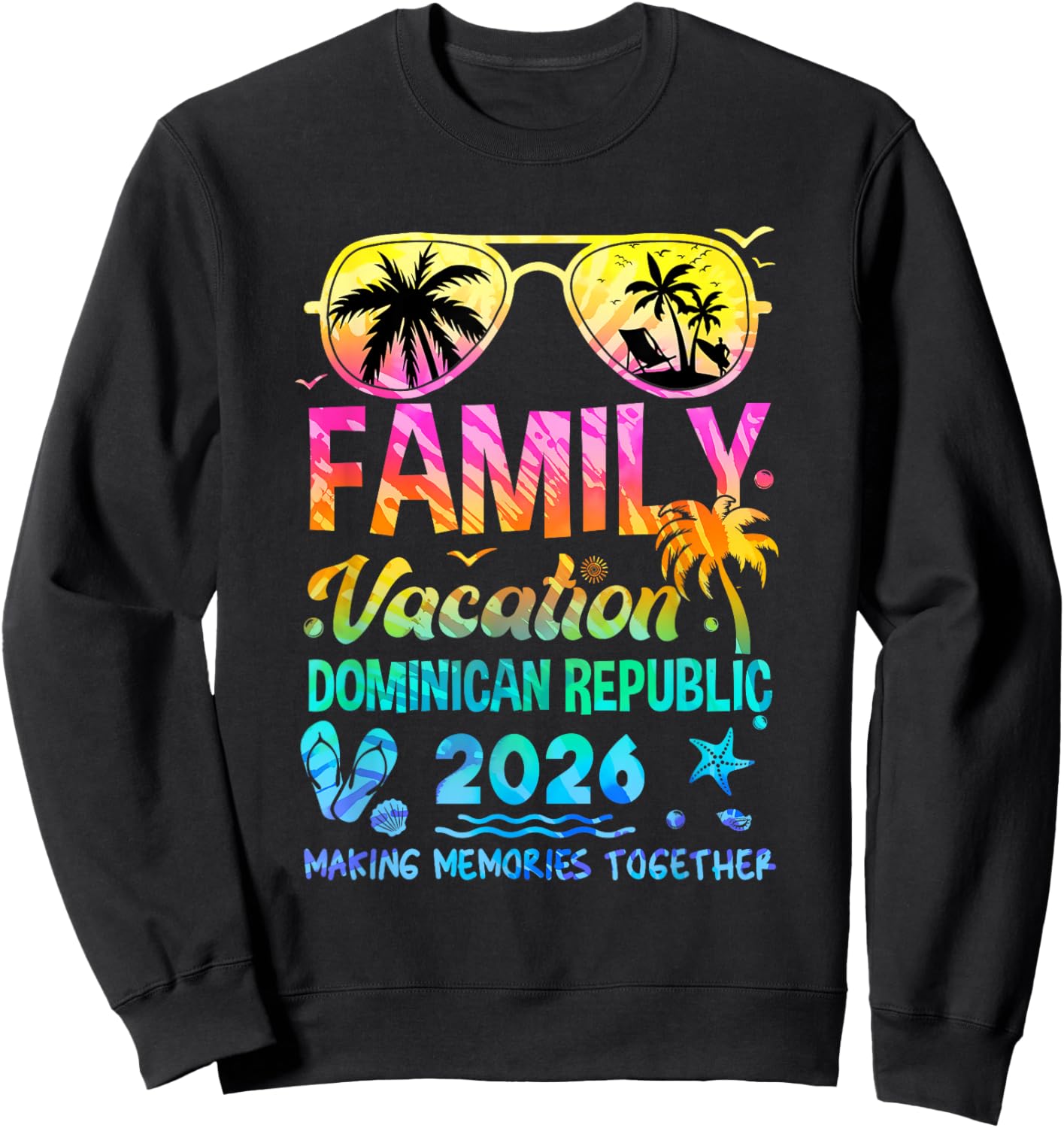 Family Vacation 2026 Dominican Republic Matching Memories Sweatshirt - Sweatshirt | Black