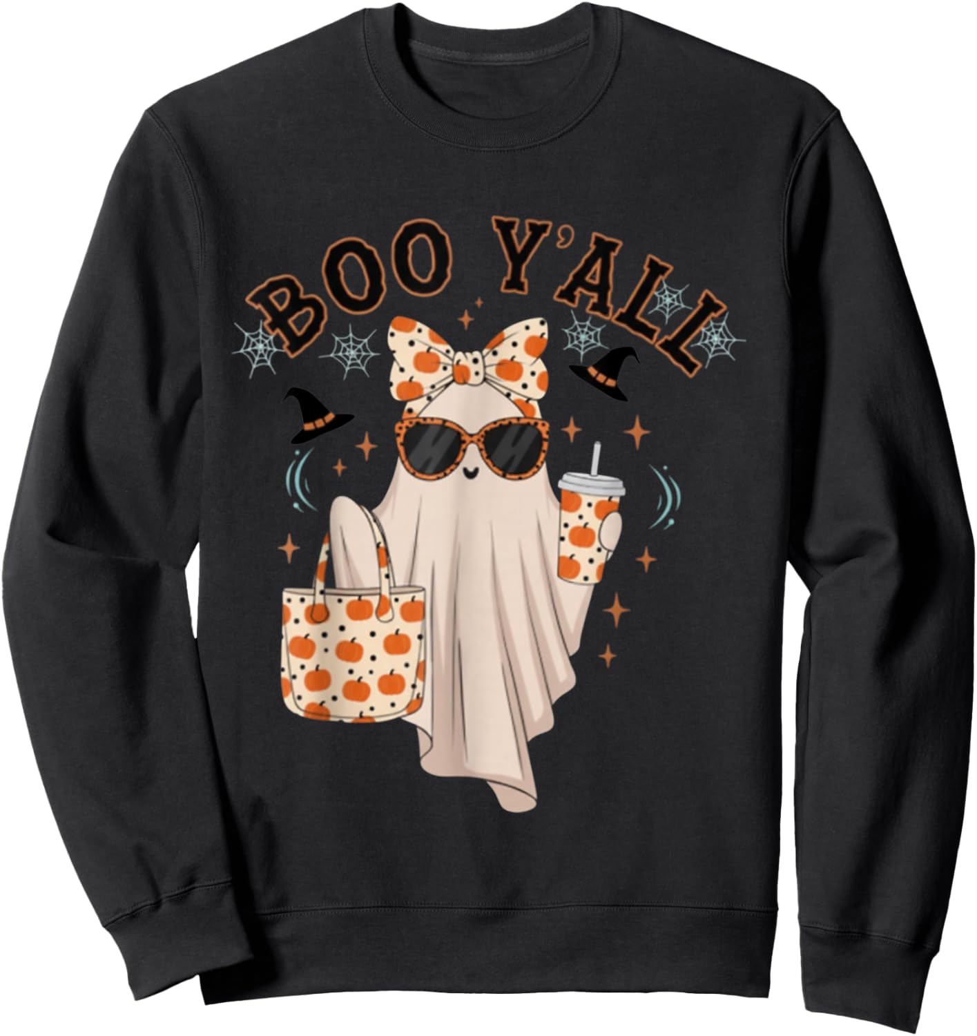 Boo JEE Boujee Pink Ghost Halloween October Vibes Sweatshirt - Sweatshirt | Black