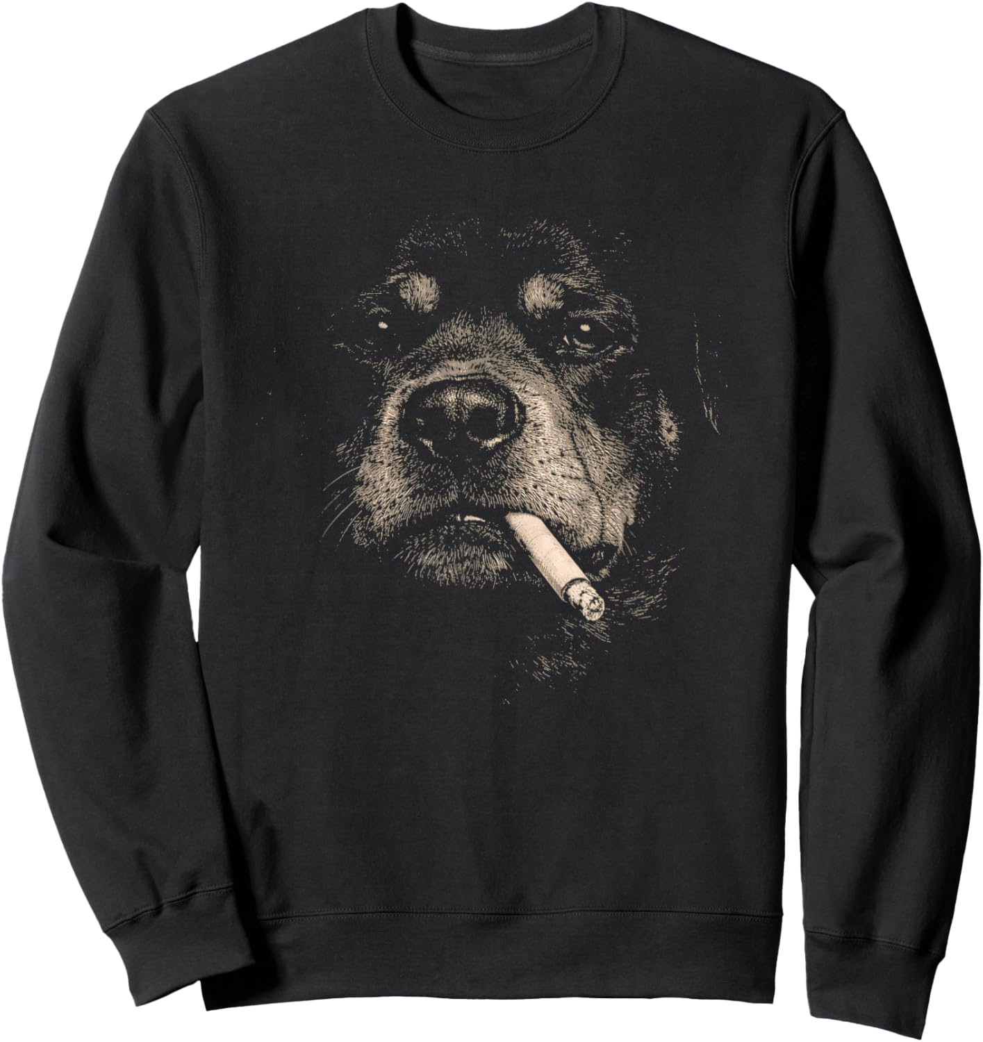 Dog Smoking Cigarette Funny Rottweiler Meme Sweatshirt - Sweatshirt | Black