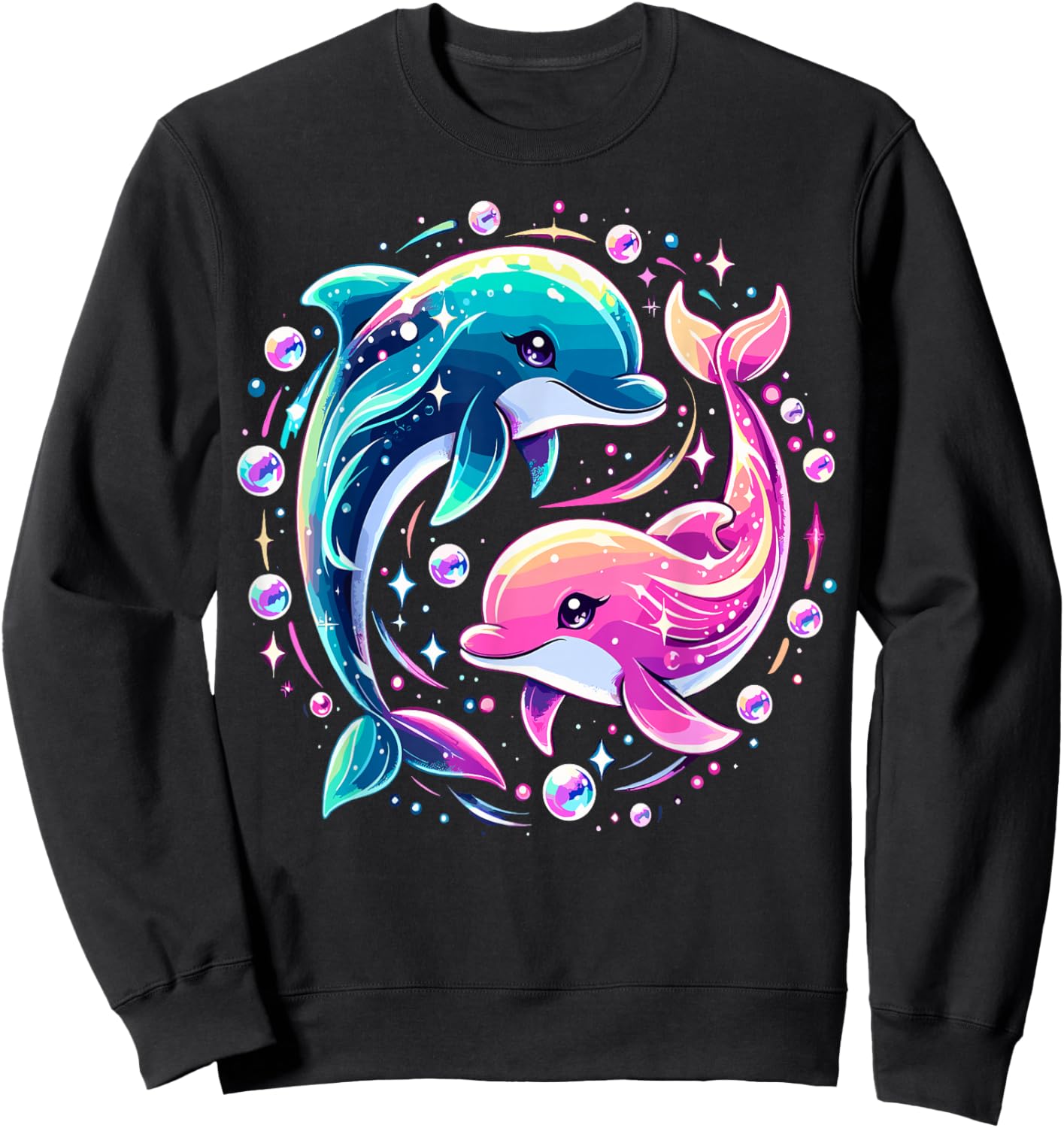 Dolphin Colorful Sea Ocean Animal Dolphin Sweatshirt - Sweatshirt | Black