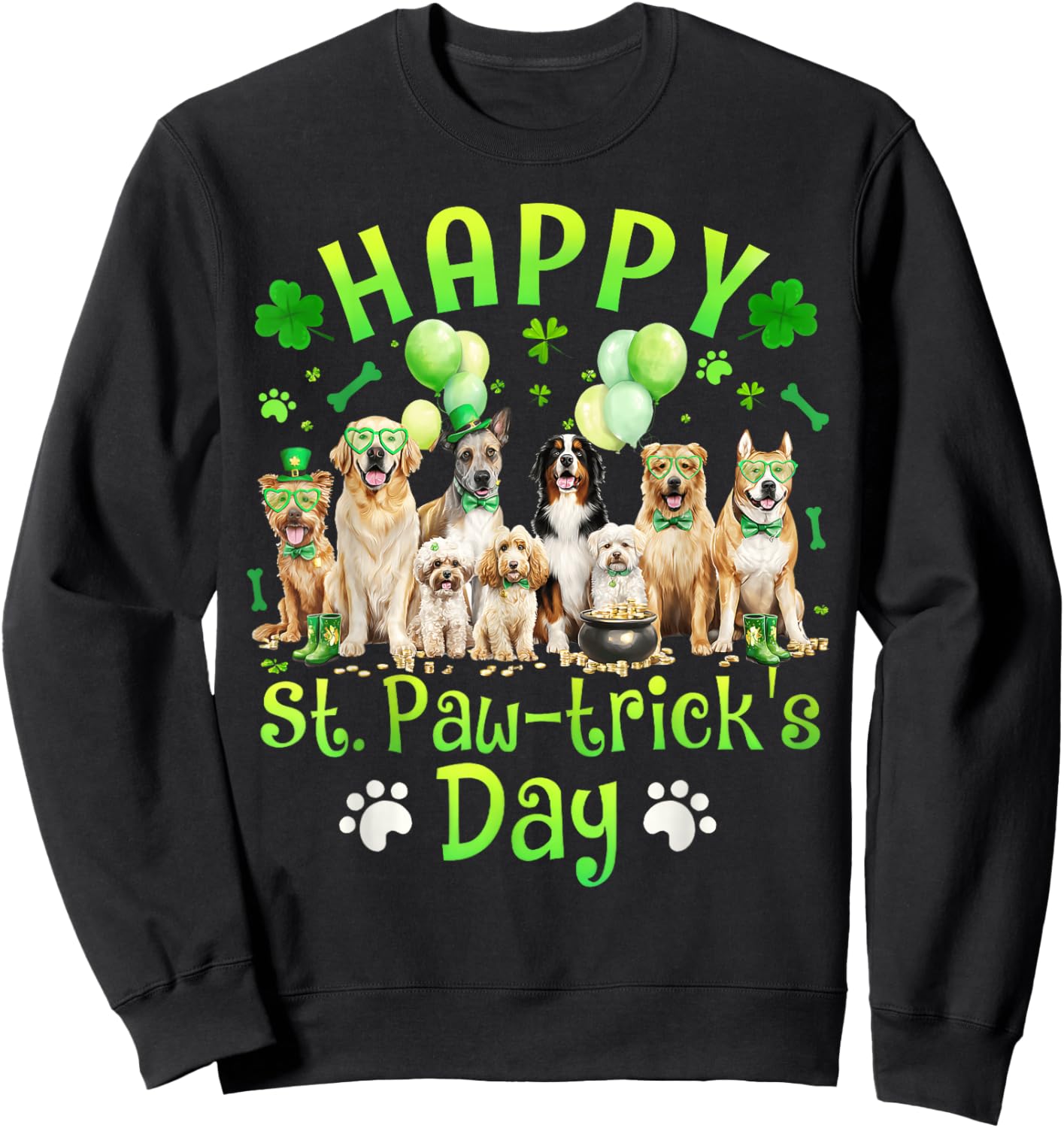 Saint Patrick's Day Paw-trick's Dog Lover Boys Girl Kid Sweatshirt - Sweatshirt | Black