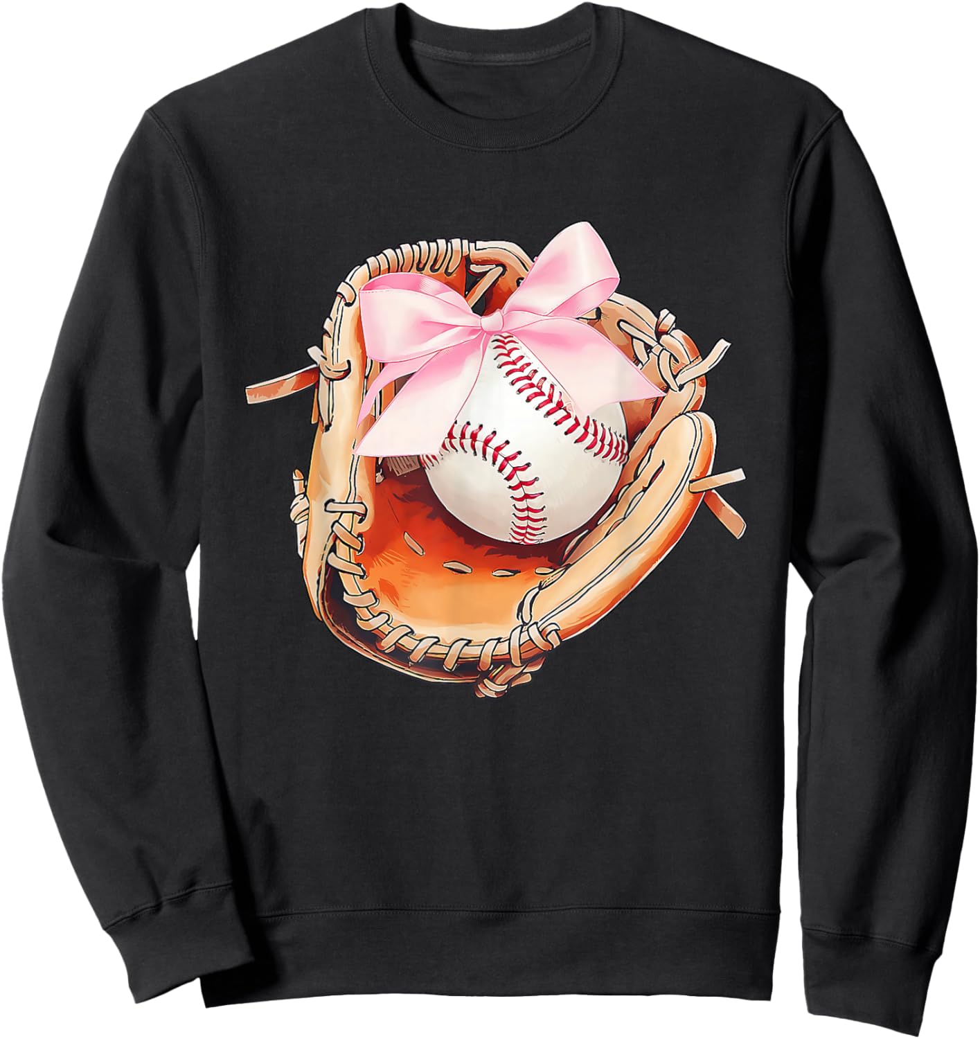 Baseball Drip Ice Cream Coquette Pink Bow Baseball Player Sweatshirt - Sweatshirt | Black